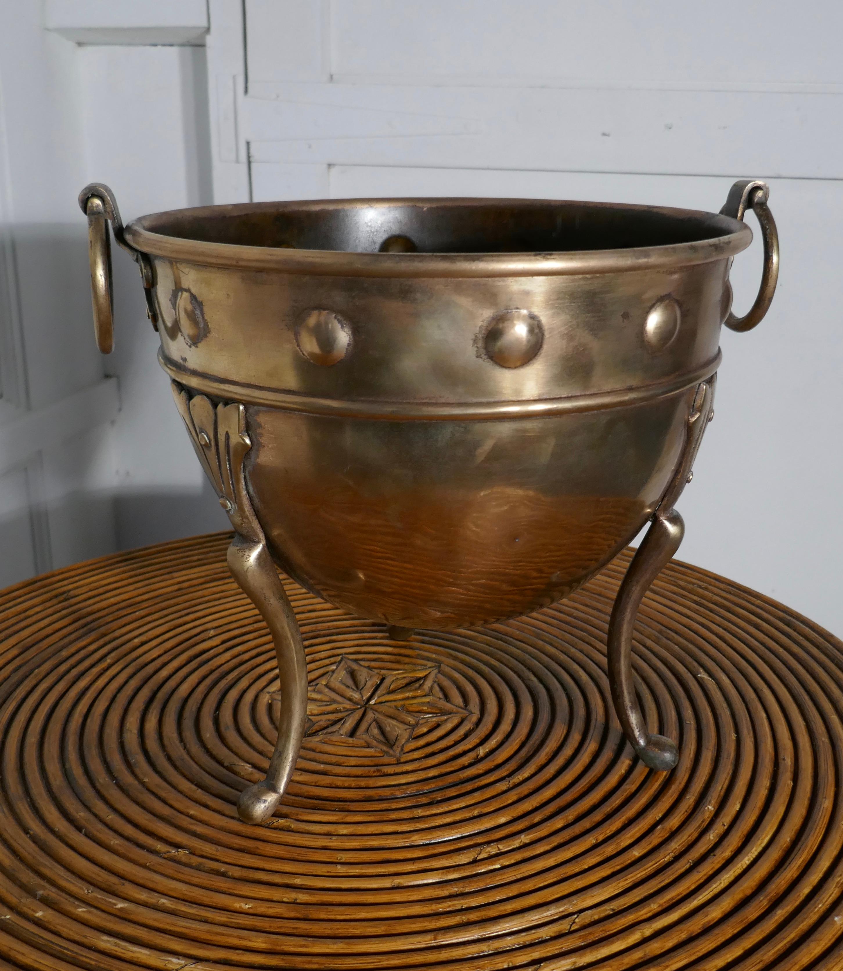 Late 19th Century Brass Arts & Crafts Jardinière by Henry Loveridge For Sale