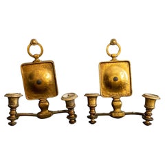 Brass Arts and Crafts Style Two Light Sconces