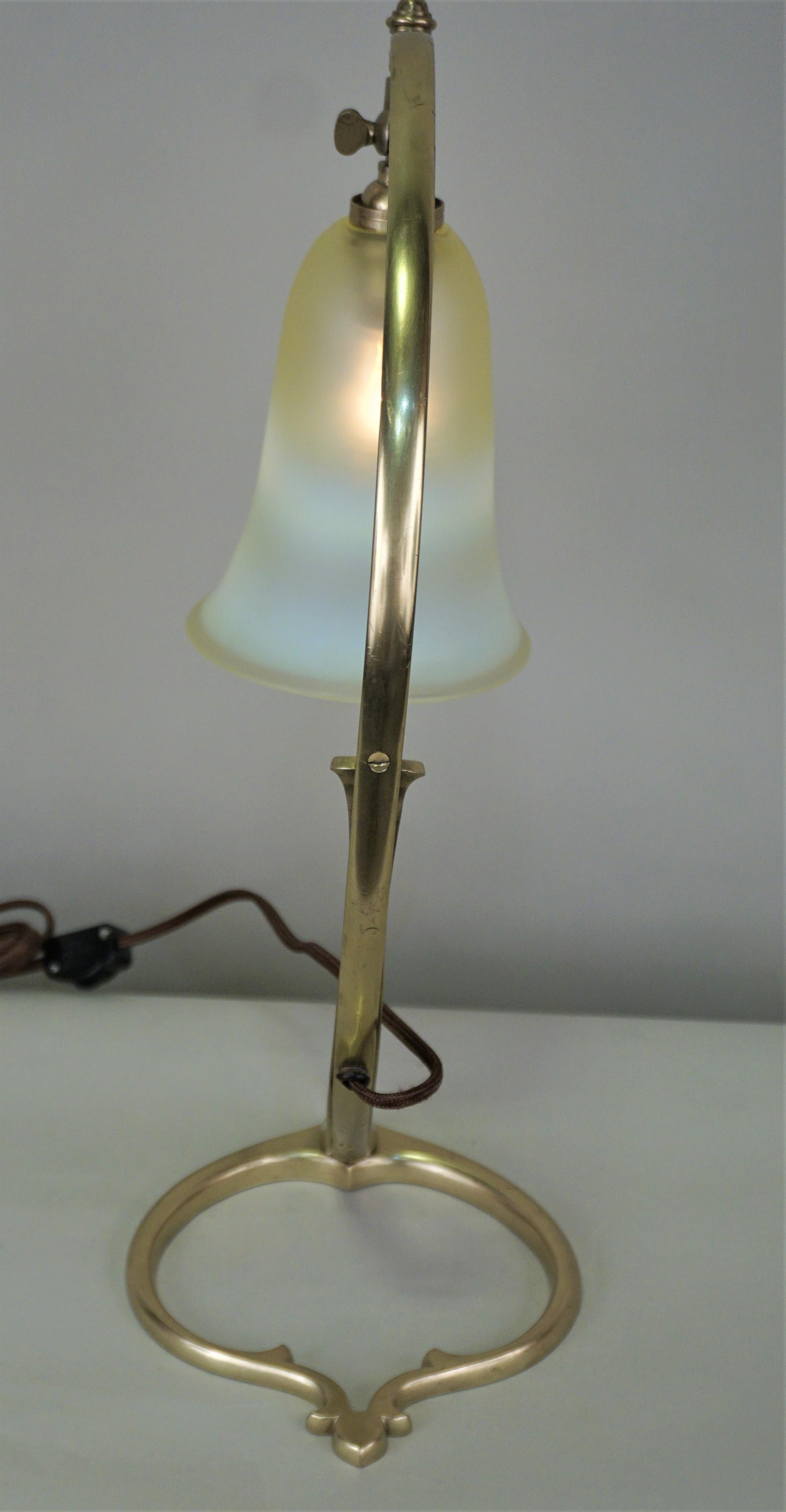 Brass Arts & Crafts Table Lamp by W.S.A. Benson 1