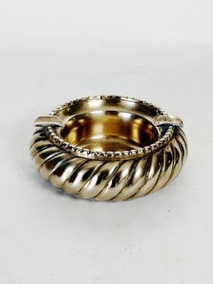 Brass ashtray, 1950s, France, beautiful patina with sculpted decoration