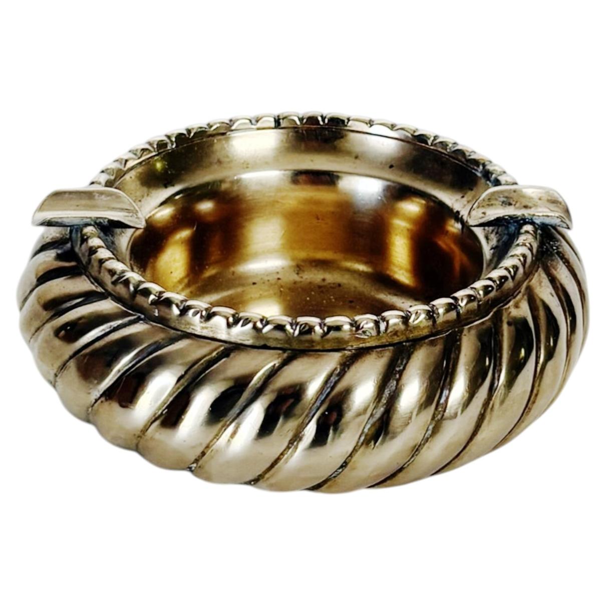 Brass ashtray, 1950s, France, beautiful patina with sculpted decoration