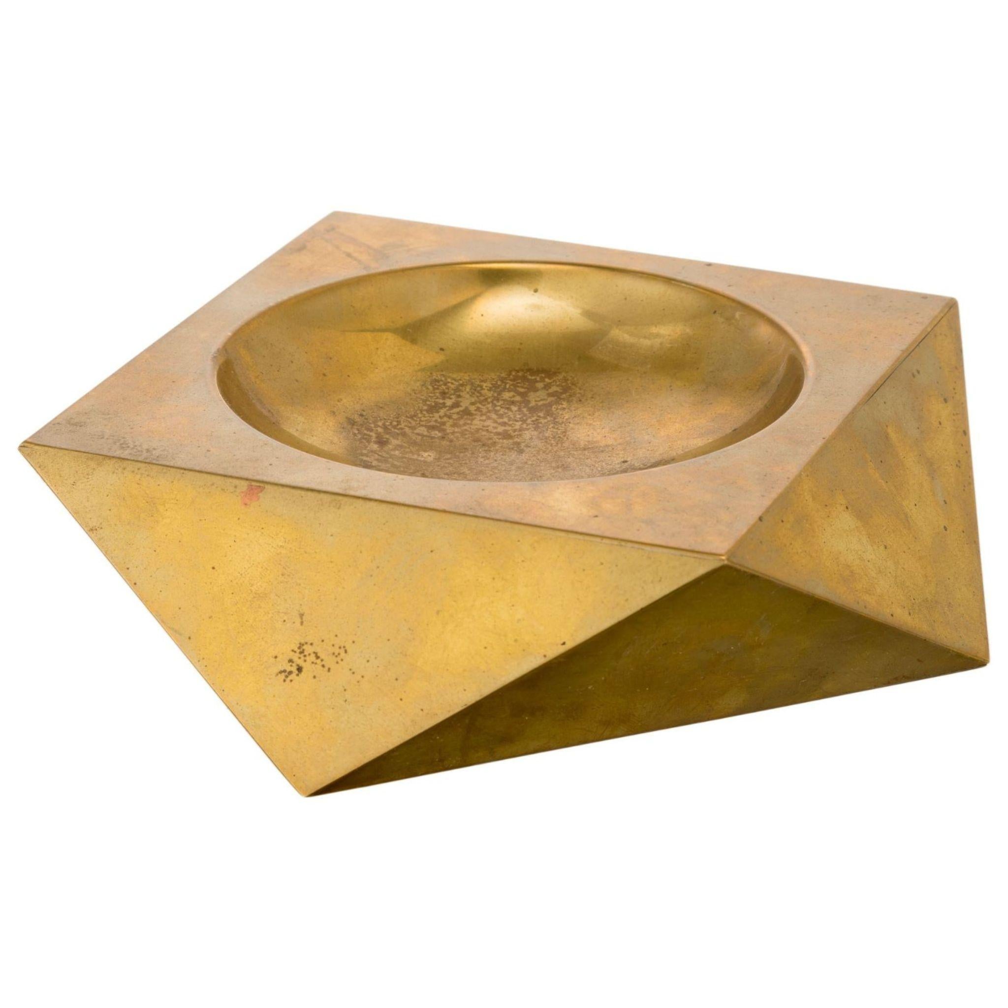 Contemporary Brucaliffo brass geometrical shaped ashtray For Sale