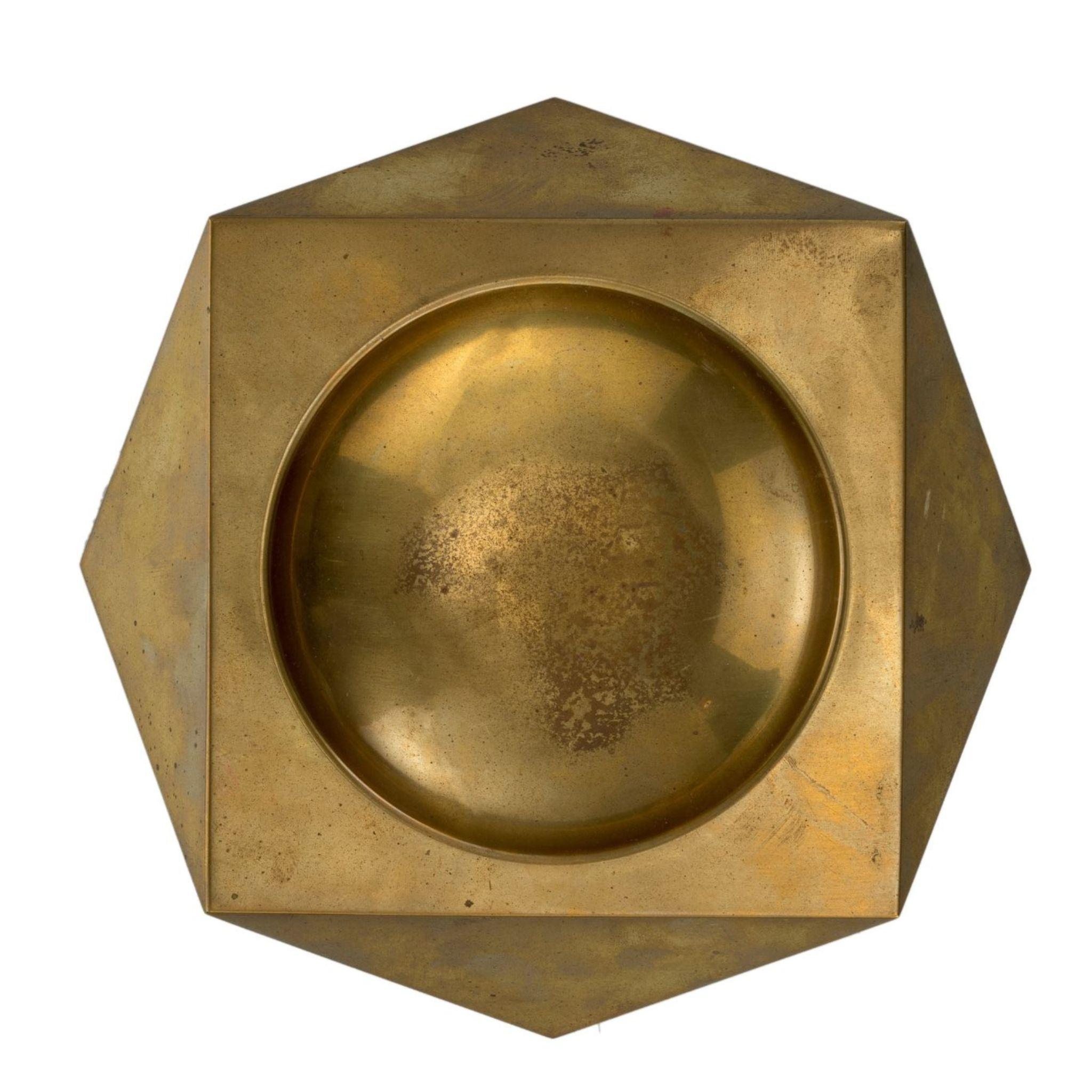 Brass Brucaliffo brass geometrical shaped ashtray For Sale