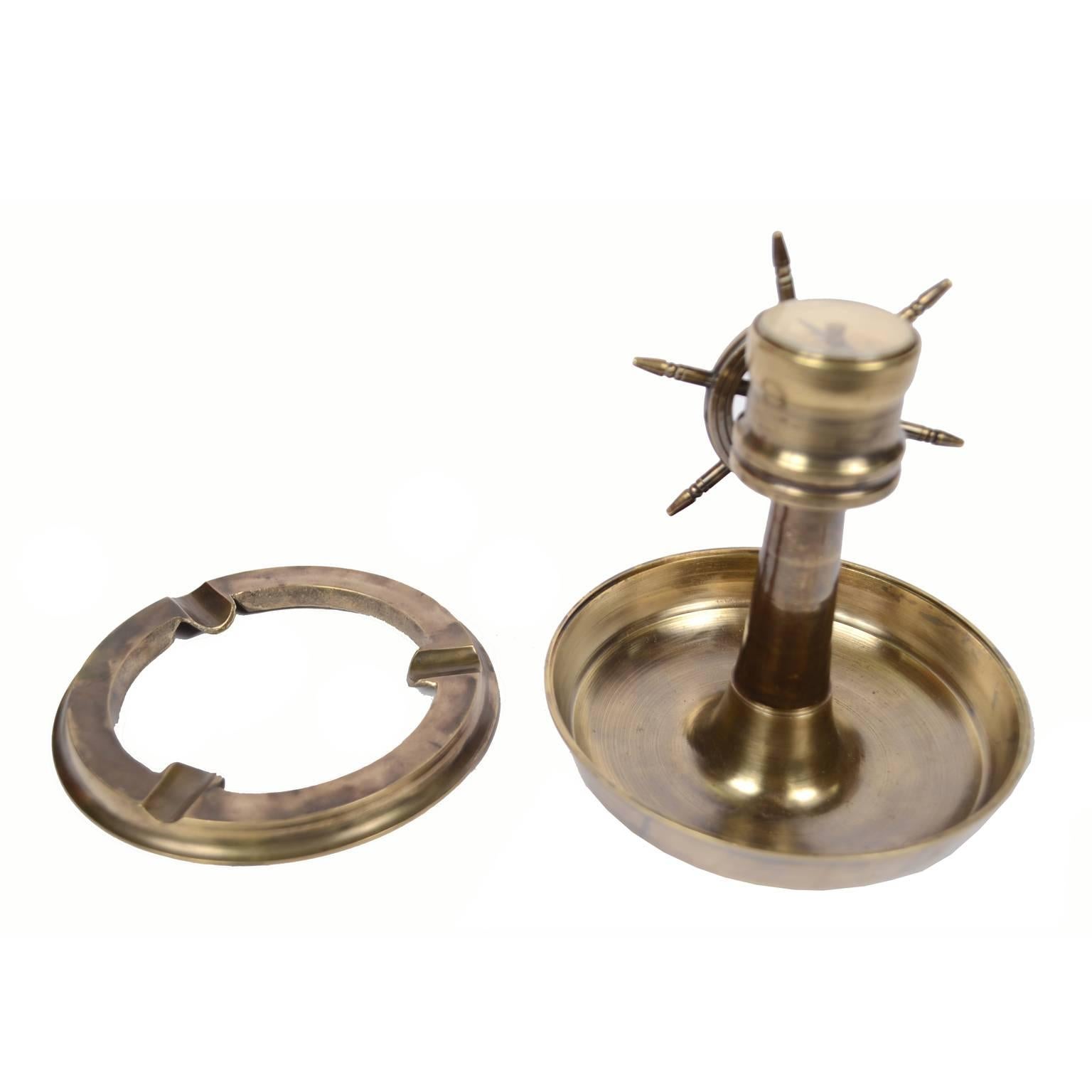Brass Ashtray with Rudder and Compass, 1950s 2