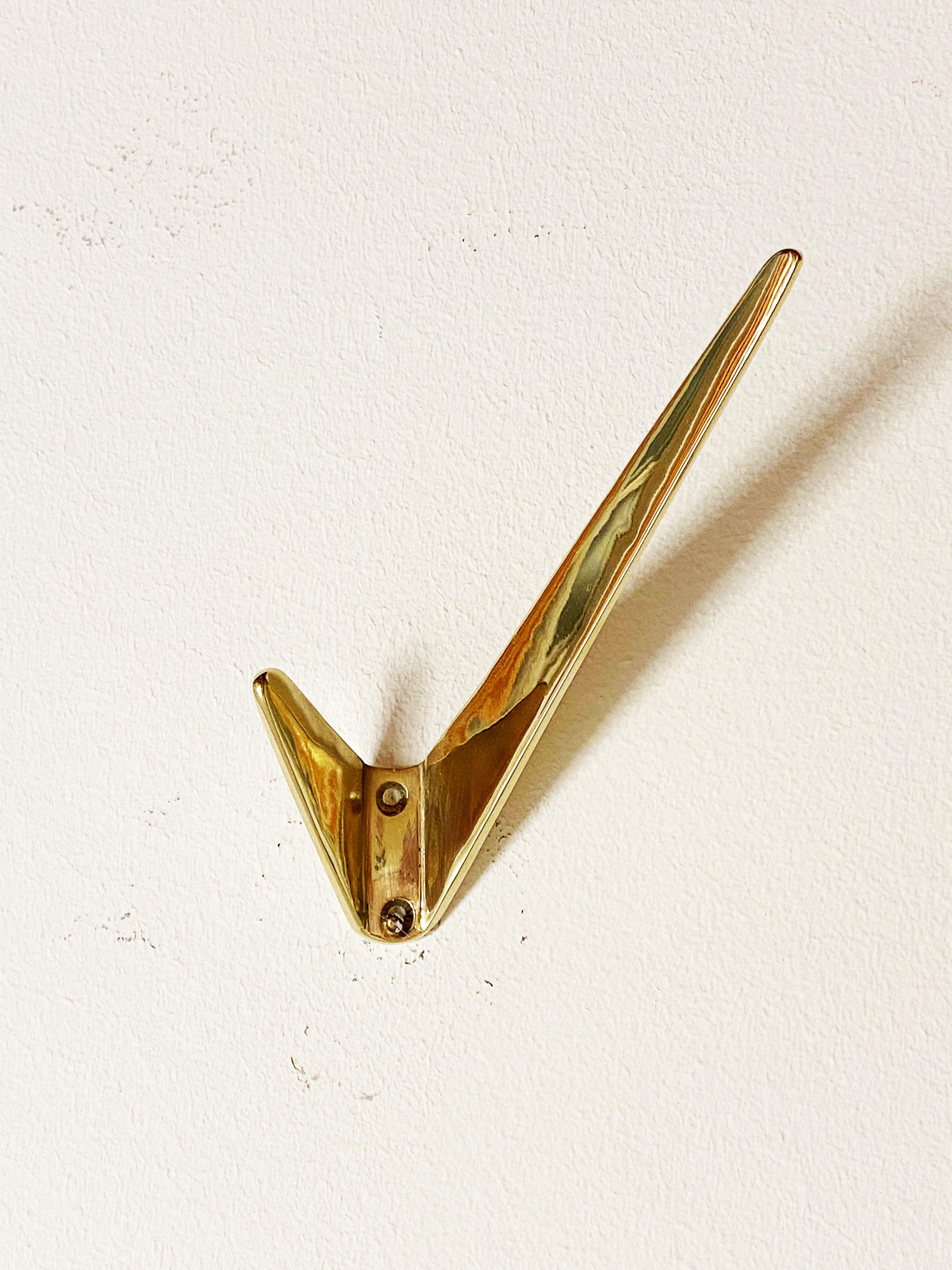 Brass Asymmetric Coat Wall Double Hooks by Hertha Baller In Good Condition In Vienna, AT
