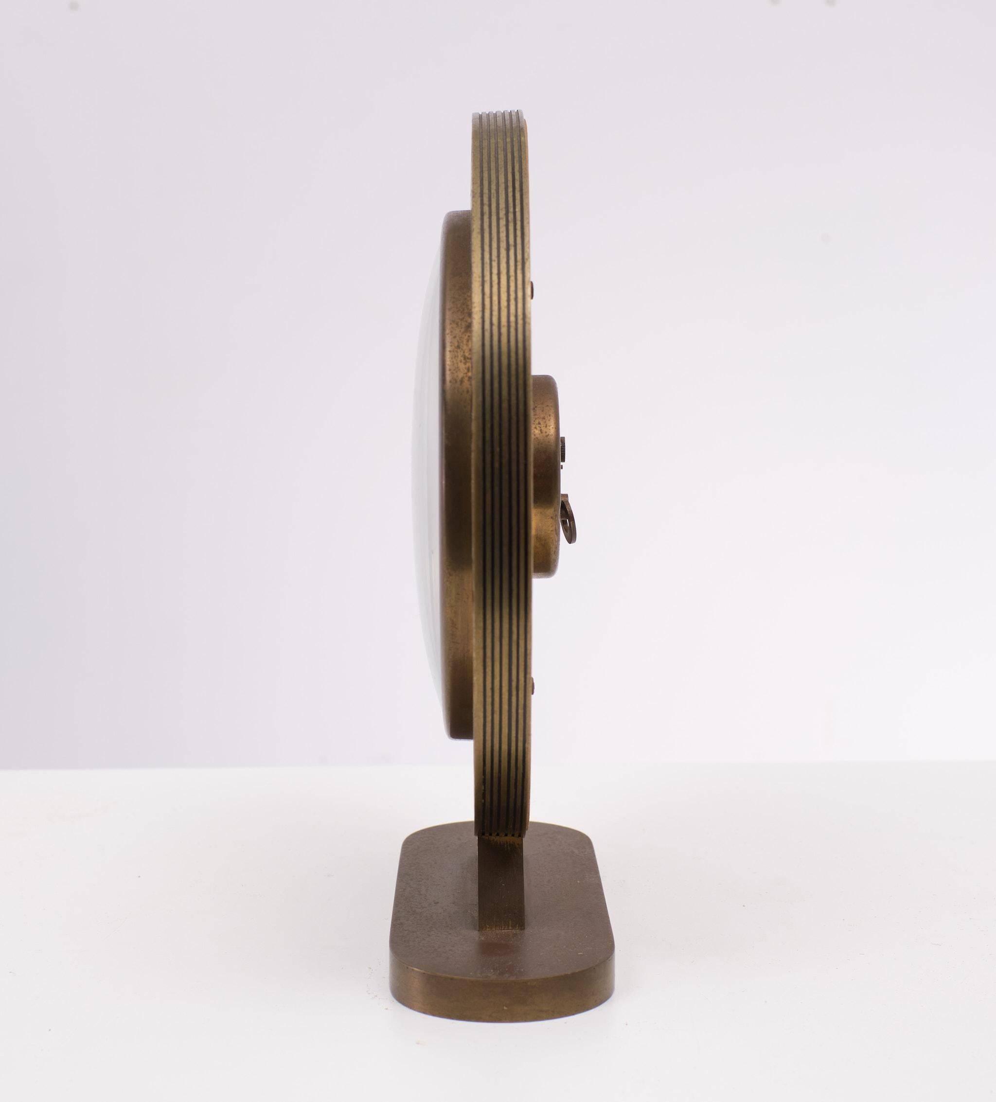 Mid-Century Modern Brass Atlanta Zodiac Table Clock, 1960s, Germany For Sale
