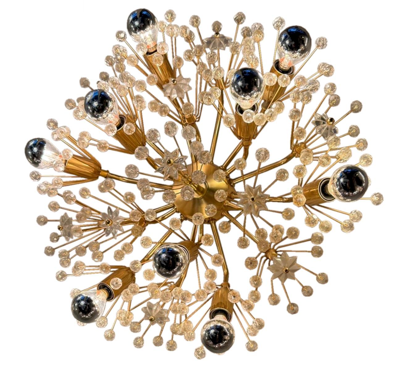 Brass Austrian Snowflake Sputnik In Excellent Condition For Sale In New York, NY