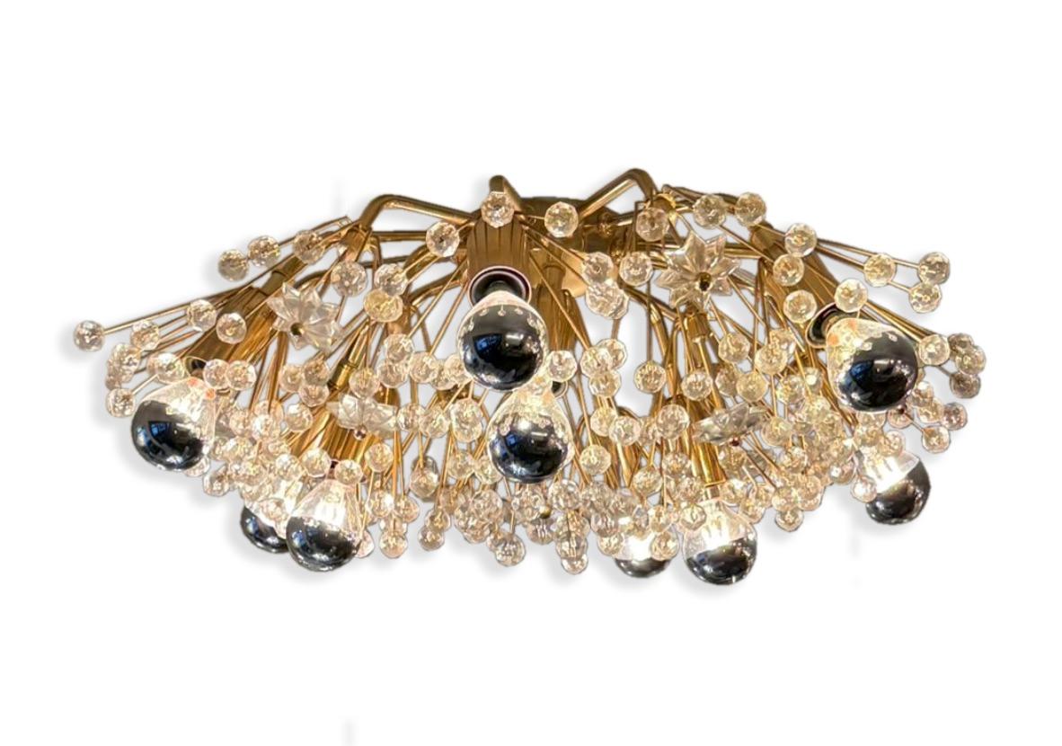 Glass Brass Austrian Snowflake Sputnik For Sale