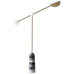 Brass "Balance" Floor Lamp, Square in Circle