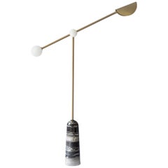circle floor lamp Brass "Balance" Floor Lamp, Square in Circle