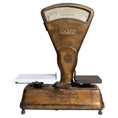 Brass Balance Scale from France, 20th Century, Cream Enamel Finish