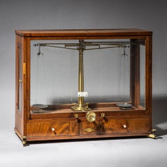 Brass Balance Scale in Wooden Case, 19th Century