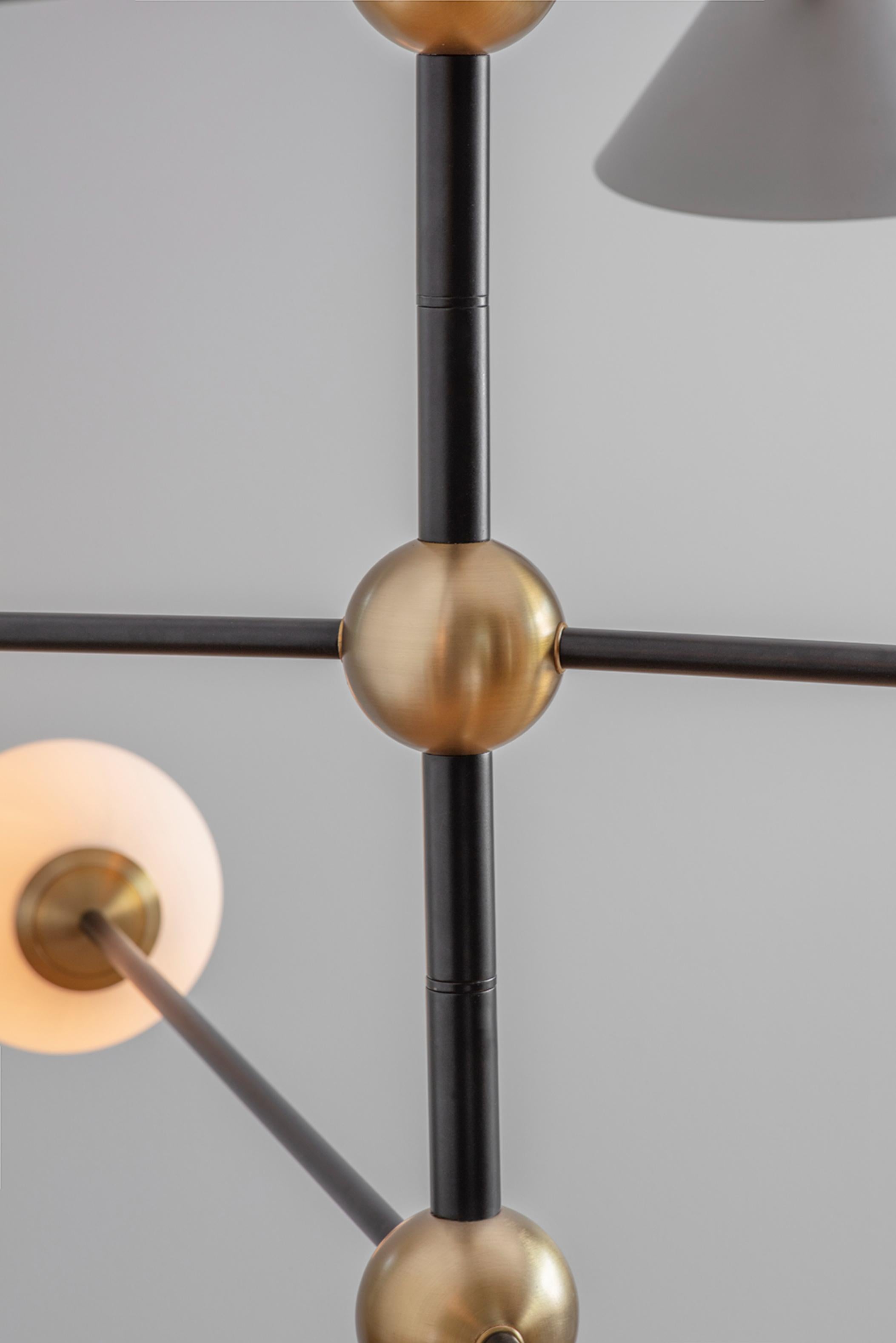 Brass Ball and Shade Pendant Light by Square in Circle In New Condition For Sale In Geneve, CH