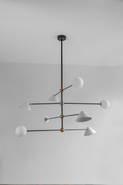 Brass Ball and Shade Pendant Light by Square in Circle