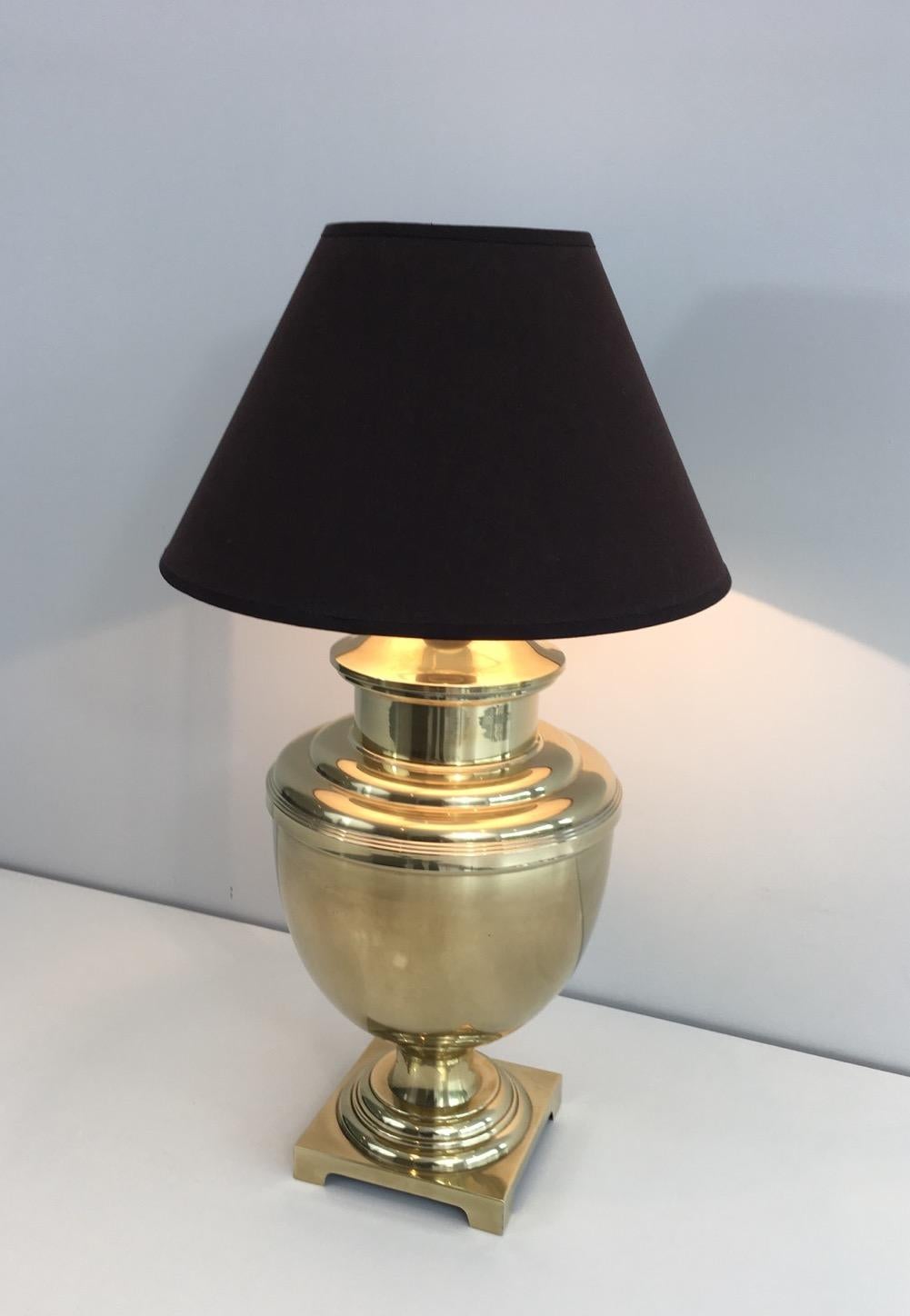 Mid-Century Modern Brass Baluster Table Lamp, French, circa 1970 For Sale