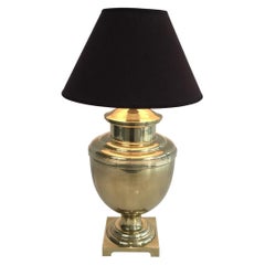 Lampe de table à balustre en laiton, française, vers 1970