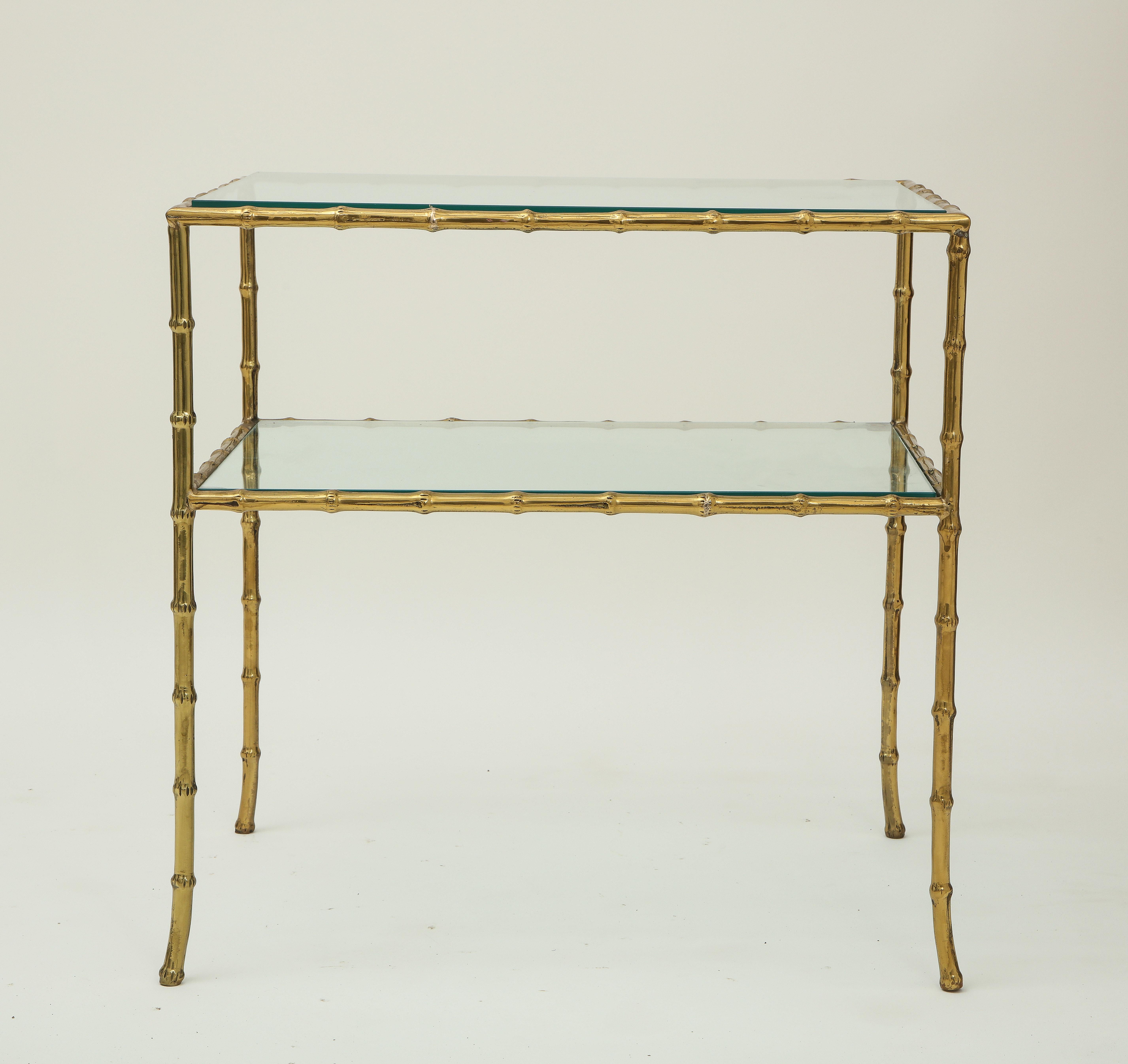 brass bamboo side table