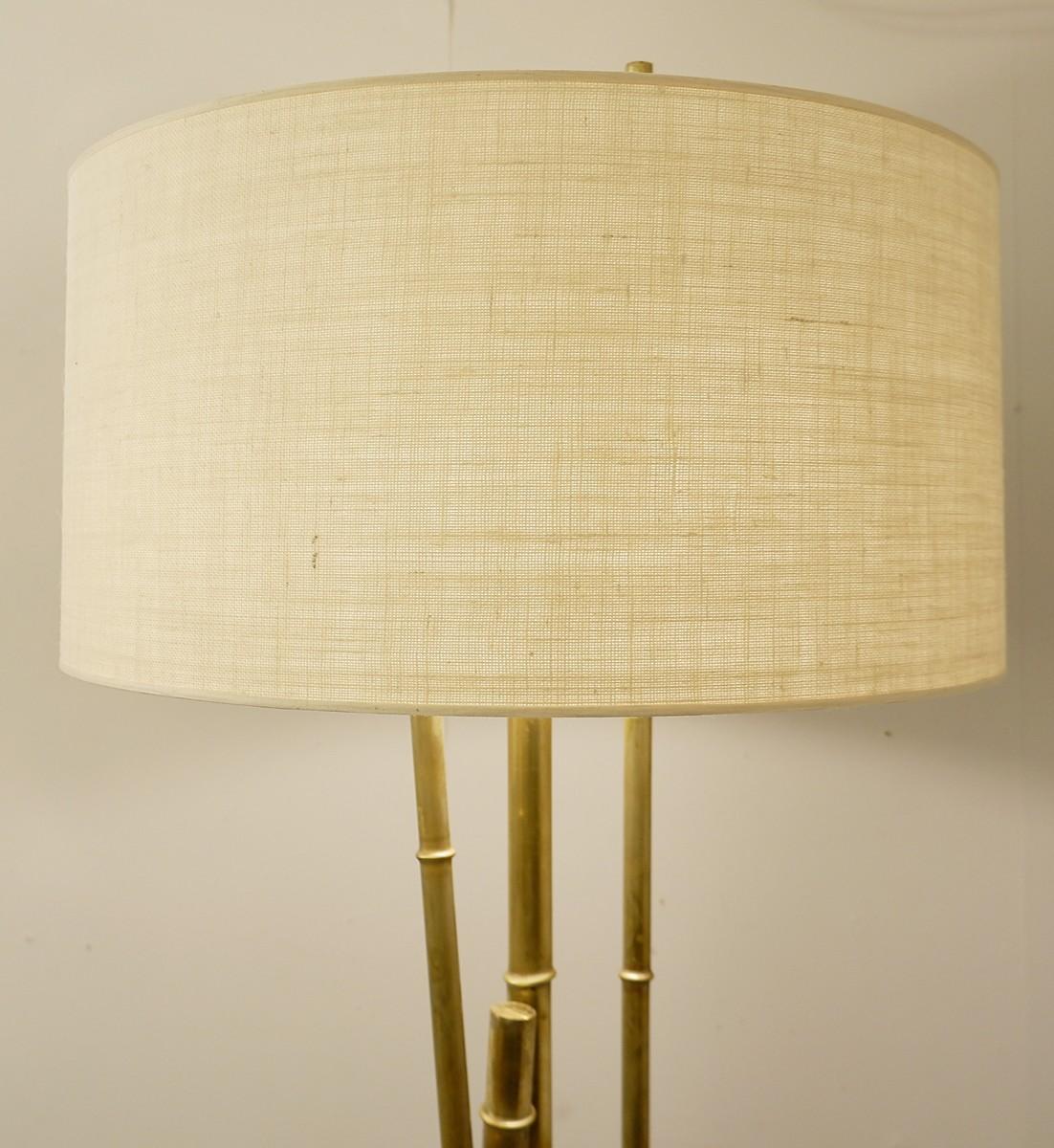 Mid-Century Modern Brass Bamboo Floor Lamp, a Pair Available For Sale