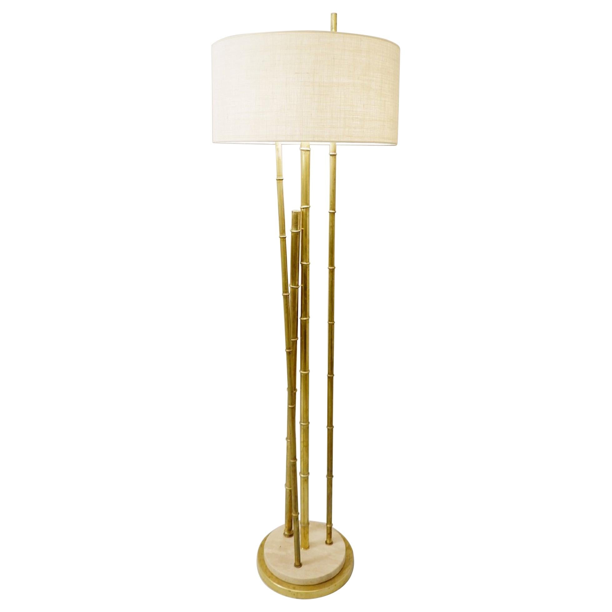 Brass Bamboo Floor Lamp, a Pair Available For Sale
