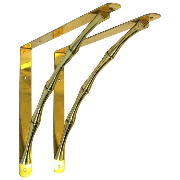 Brass Bamboo Hardware Wall Shelf Brackets at 1stDibs