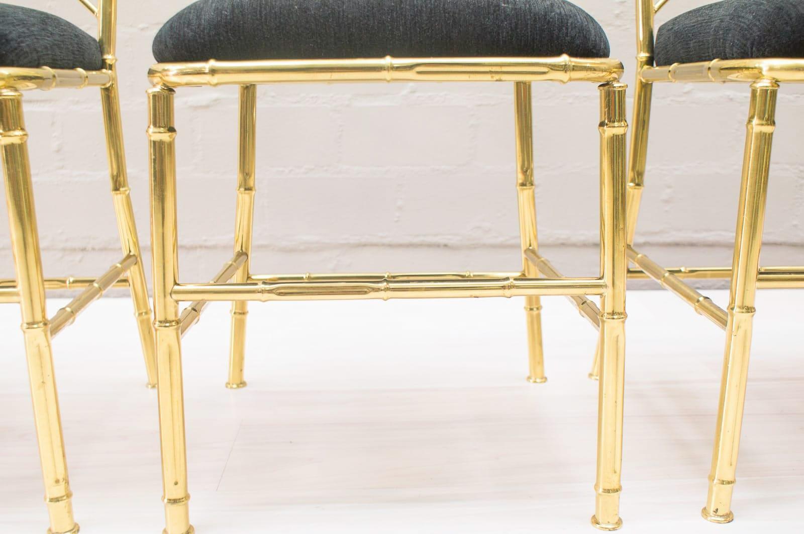 Brass Bamboo Hollywood Regency Dining Chairs, France, 1960s 2
