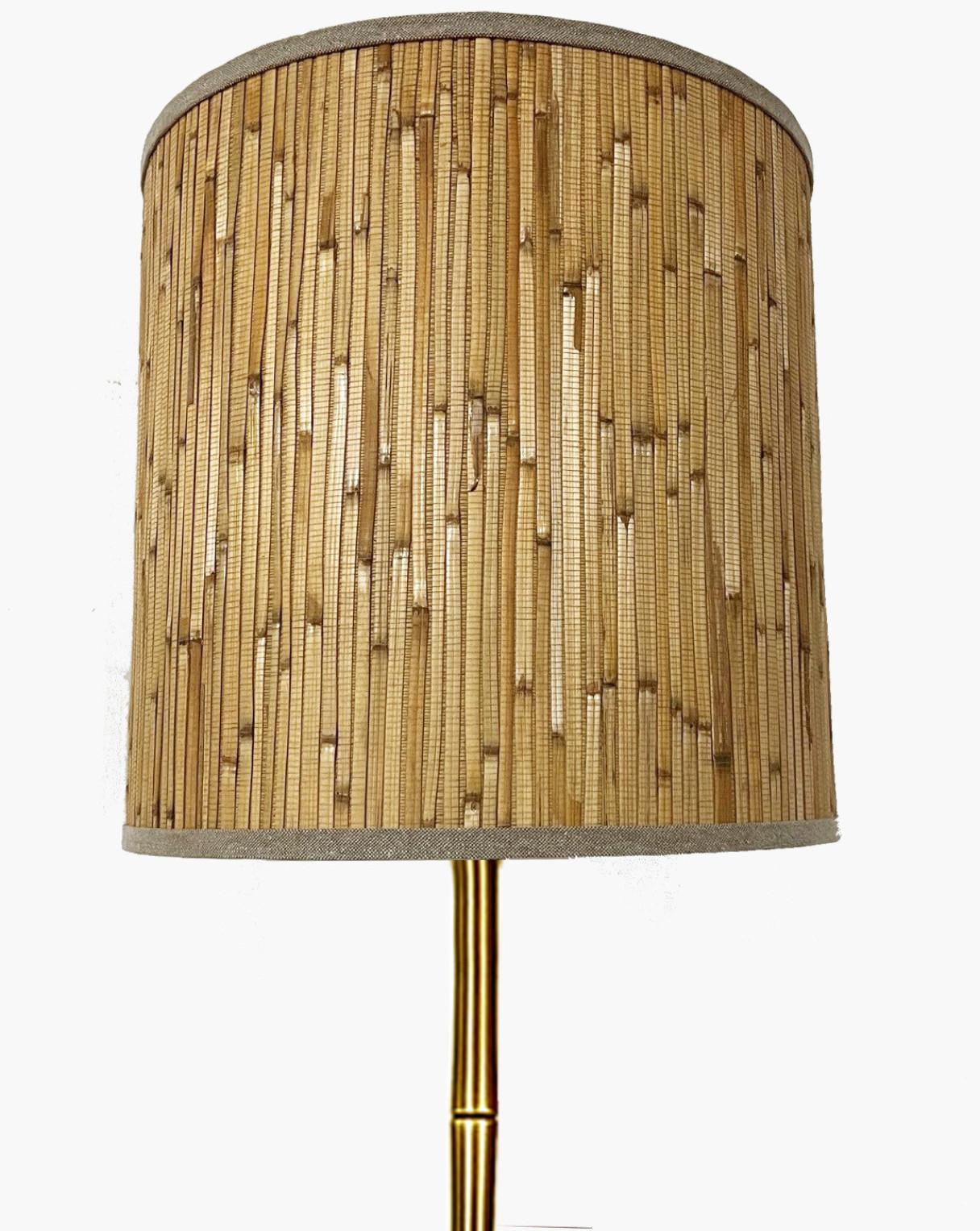 French Brass Bamboo Simulated Floor Lamp with Tripod Base in the Style Maison Baguès For Sale