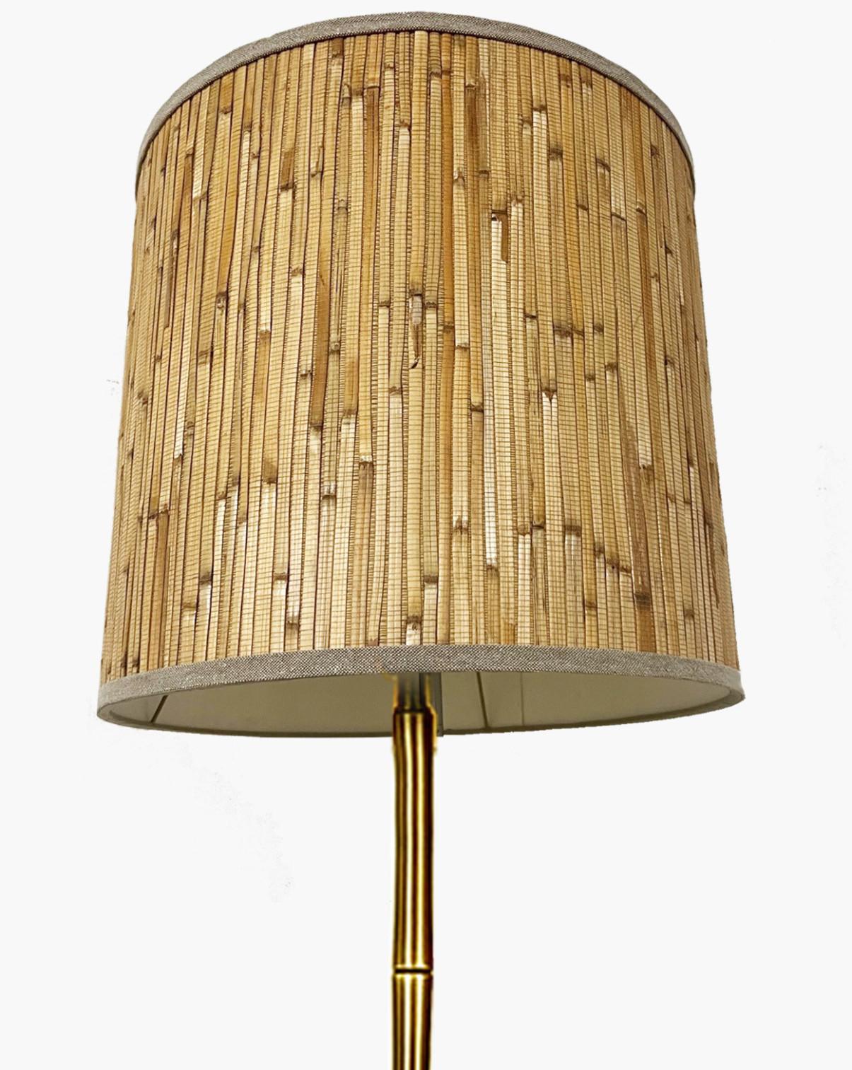 Other Brass Bamboo Simulated Floor Lamp with Tripod Base in the Style Maison Baguès For Sale