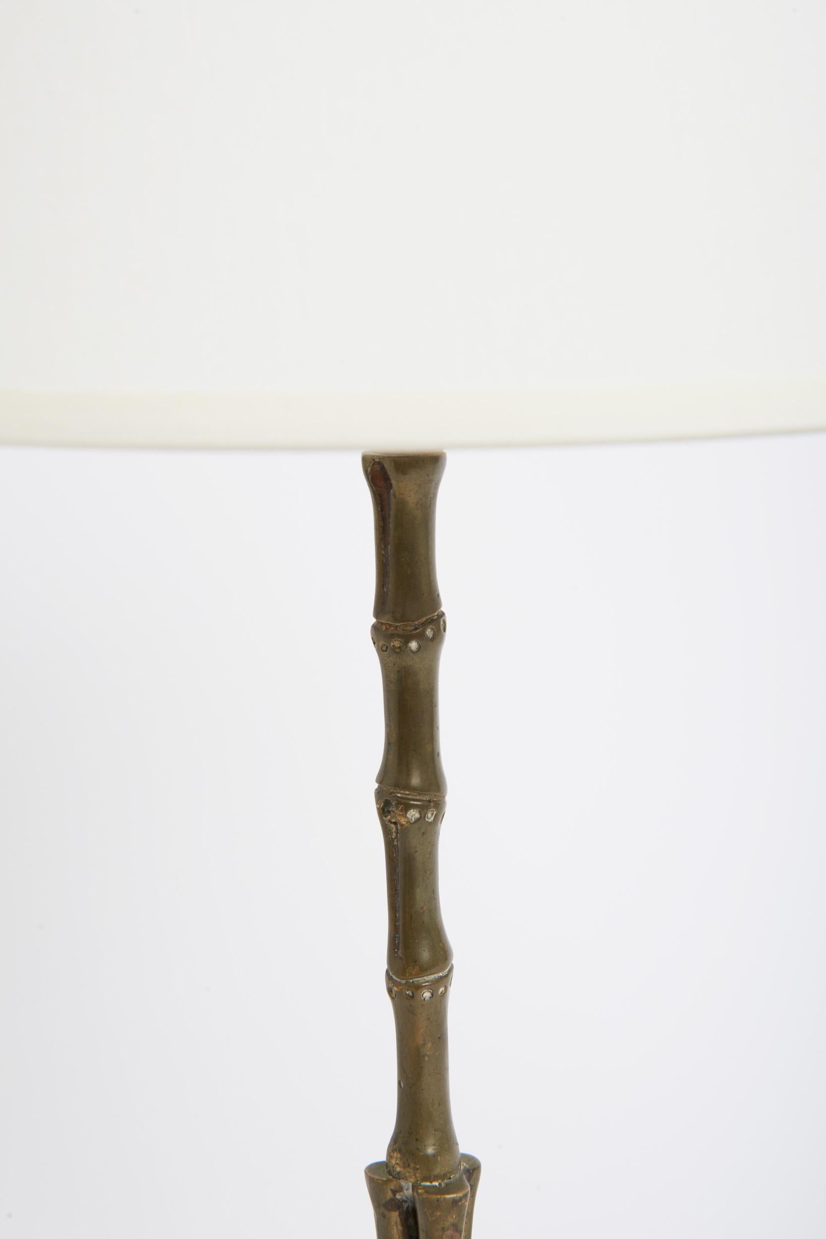 French Brass Bamboo Table Lamp