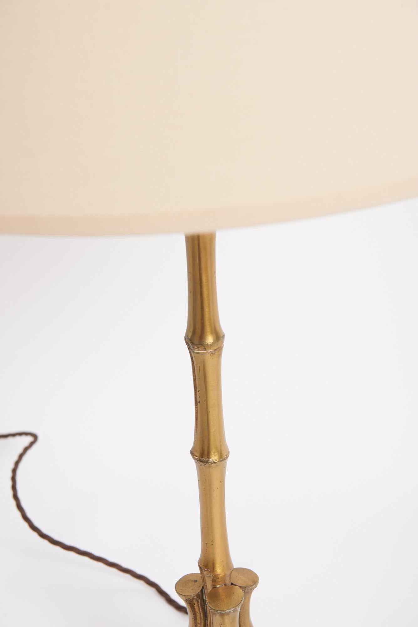 French Brass Bamboo Table Lamp For Sale