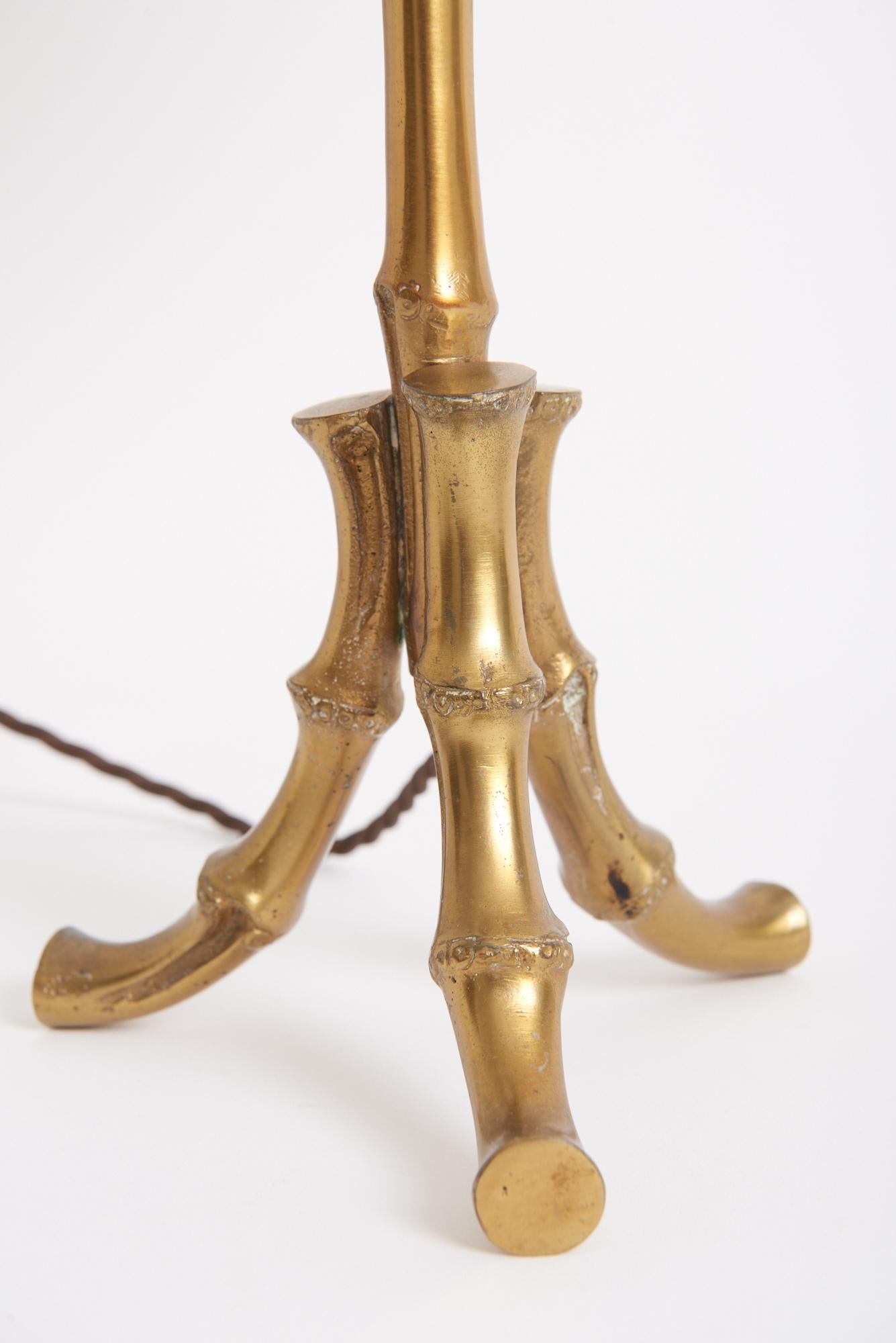 20th Century Brass Bamboo Table Lamp For Sale