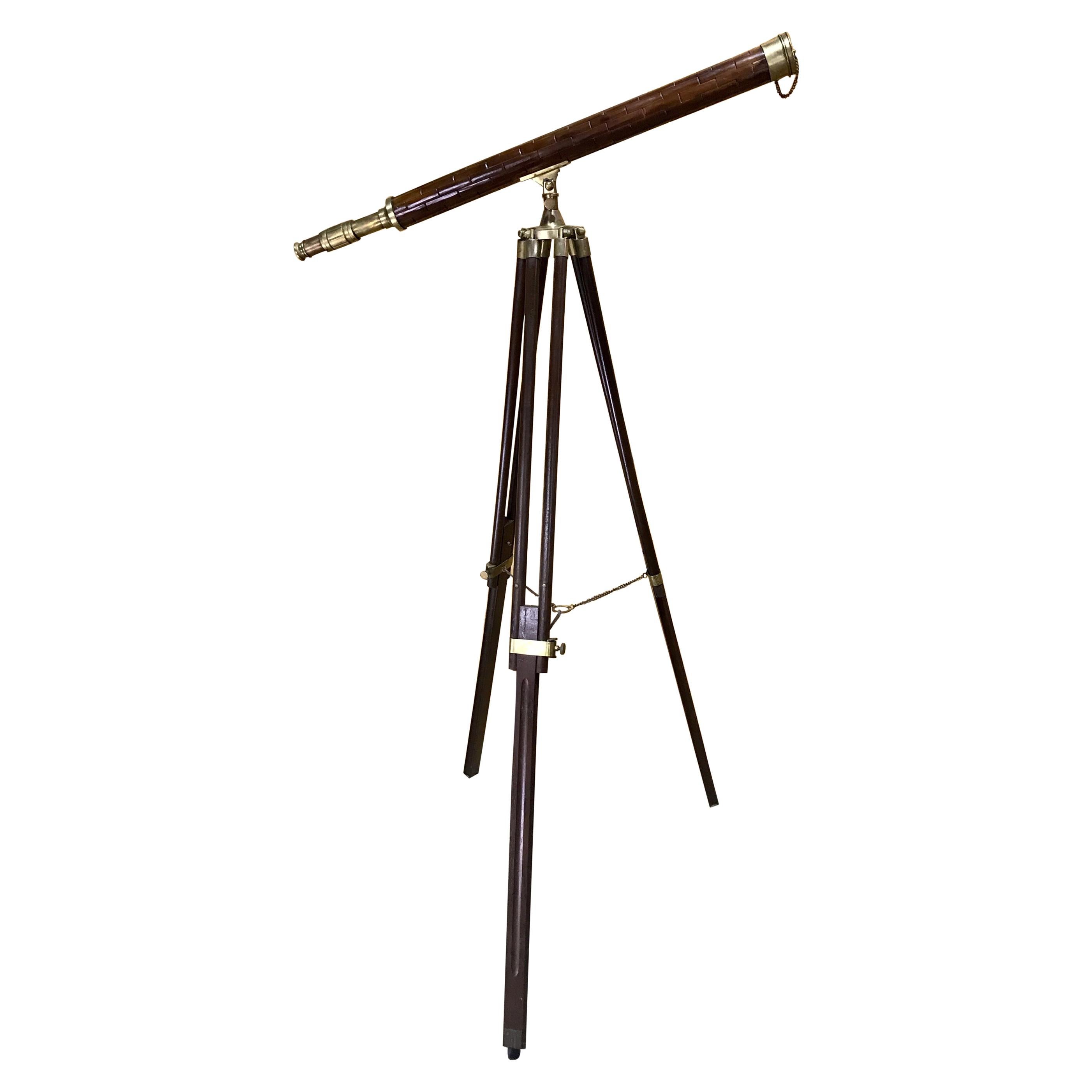 Brass & Bamboo Telescope & Stand, Working