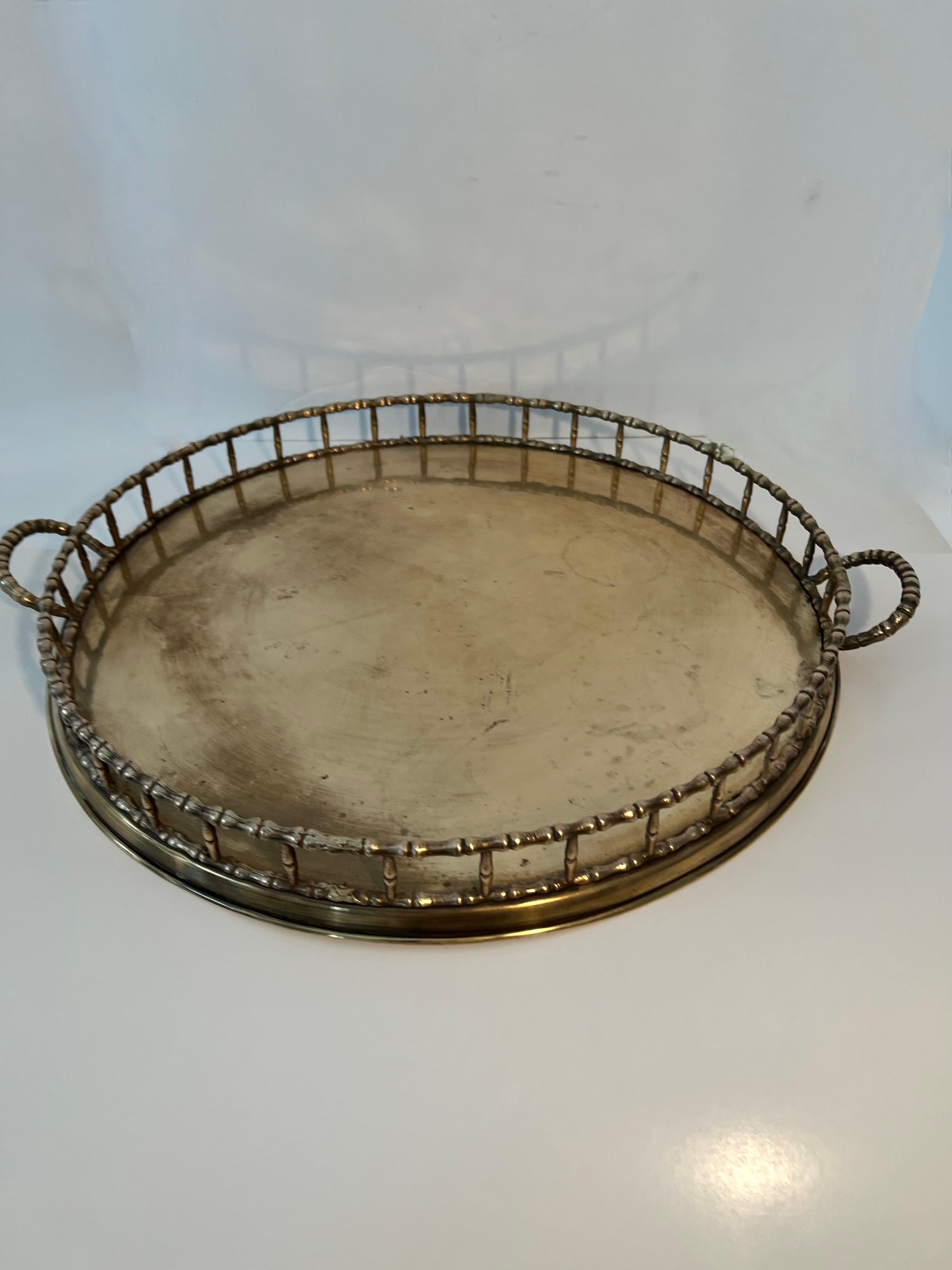 Brass Bamboo Tray in the Style of Ralph Lauren For Sale 4