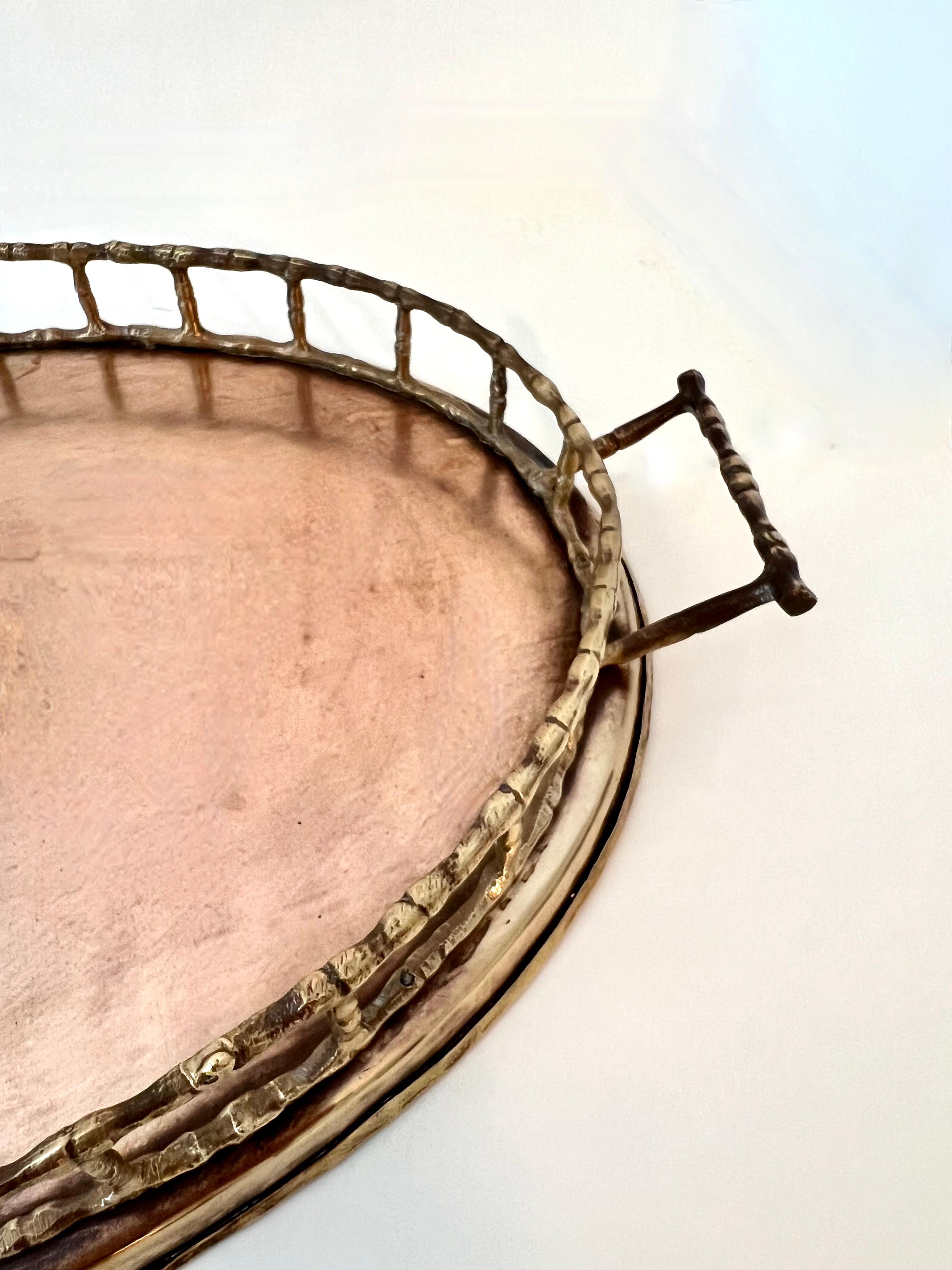 Patinated Brass Bamboo Tray in the Style of Ralph Lauren For Sale