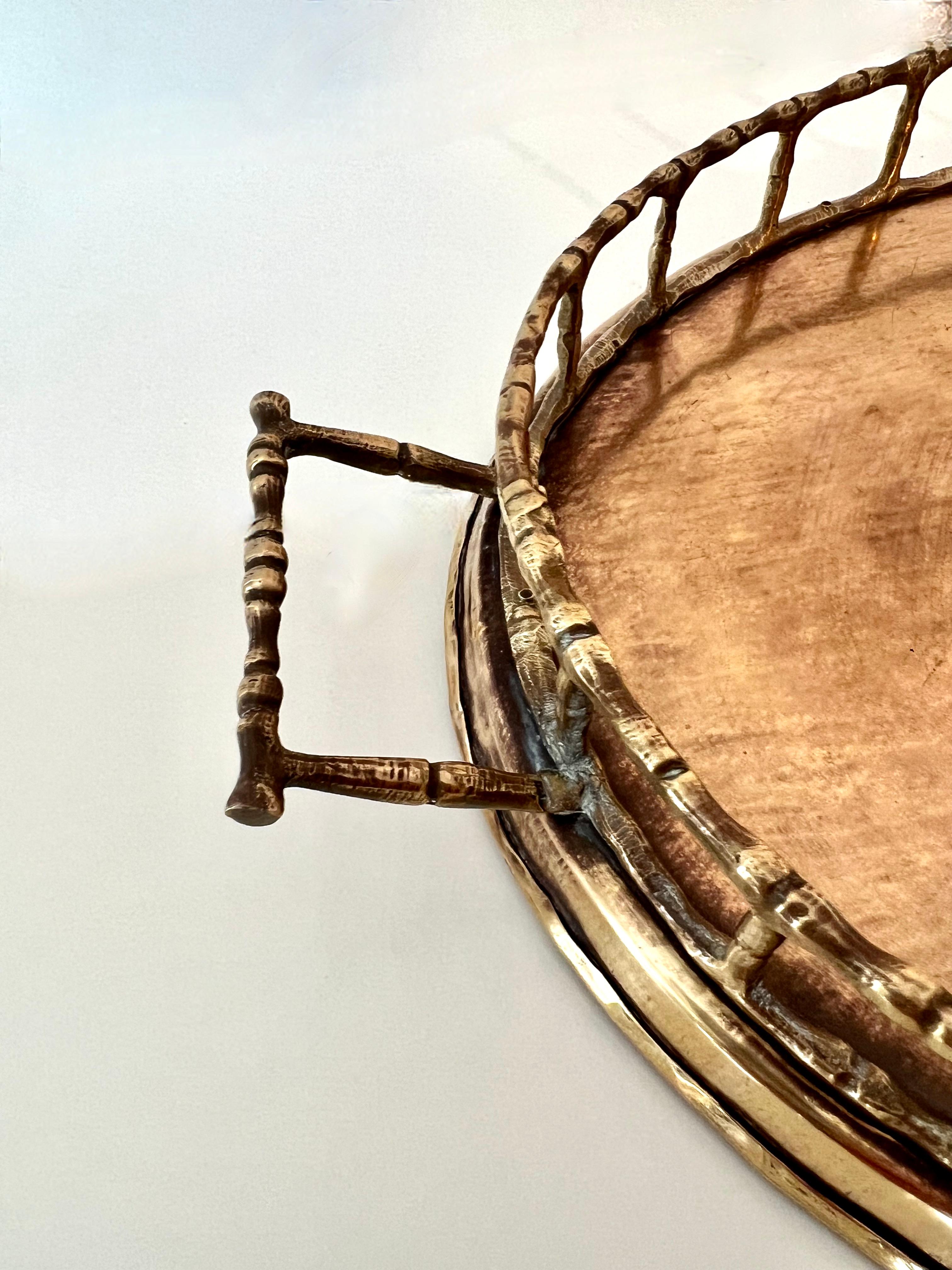 Brass Bamboo Tray in the Style of Ralph Lauren In Good Condition For Sale In Los Angeles, CA