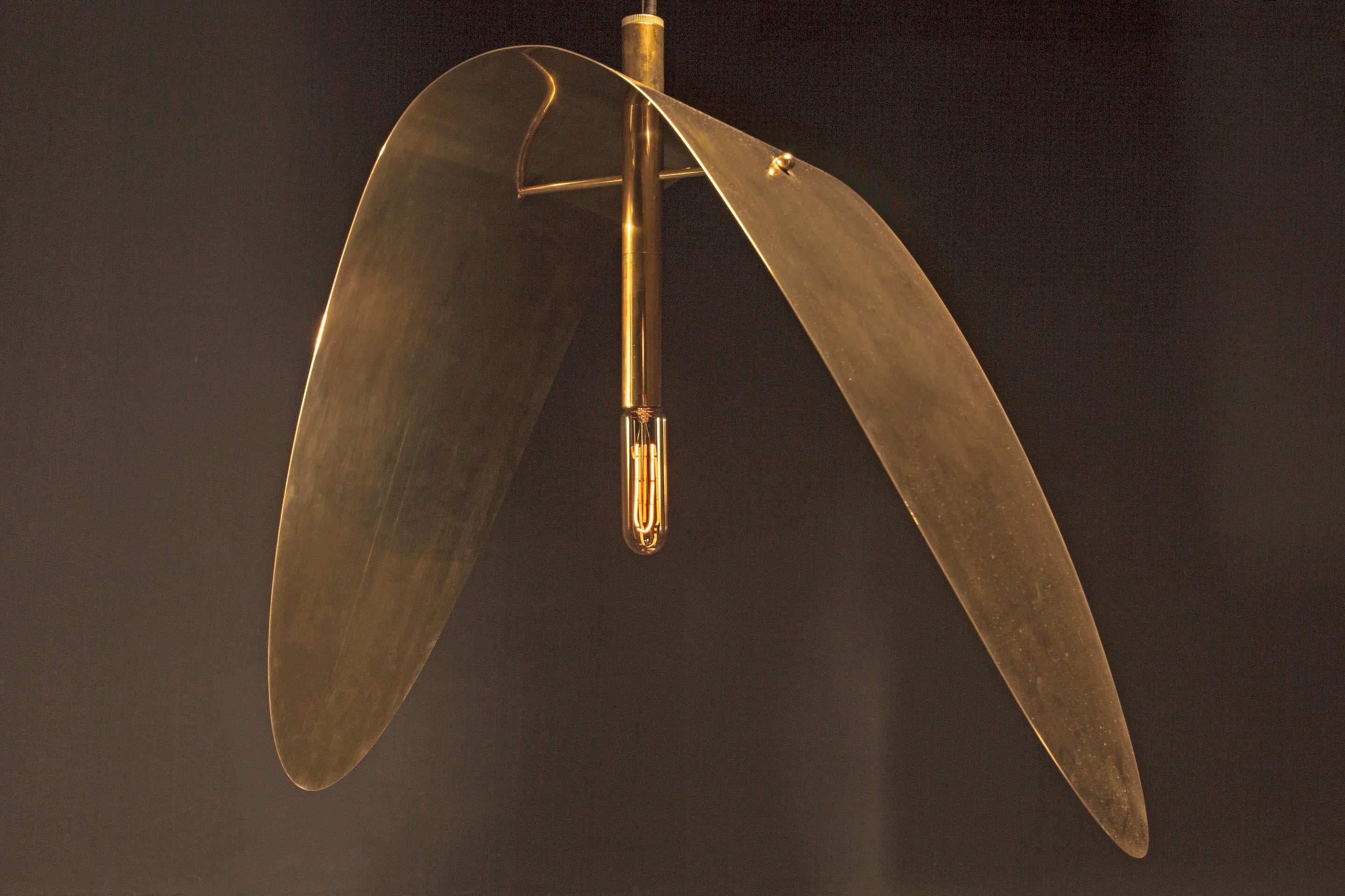 Brass Banana Ceiling Pendant Light, Ivan Basov In New Condition In Geneve, CH