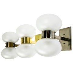 Brass Banded Frosted Glass Sconce