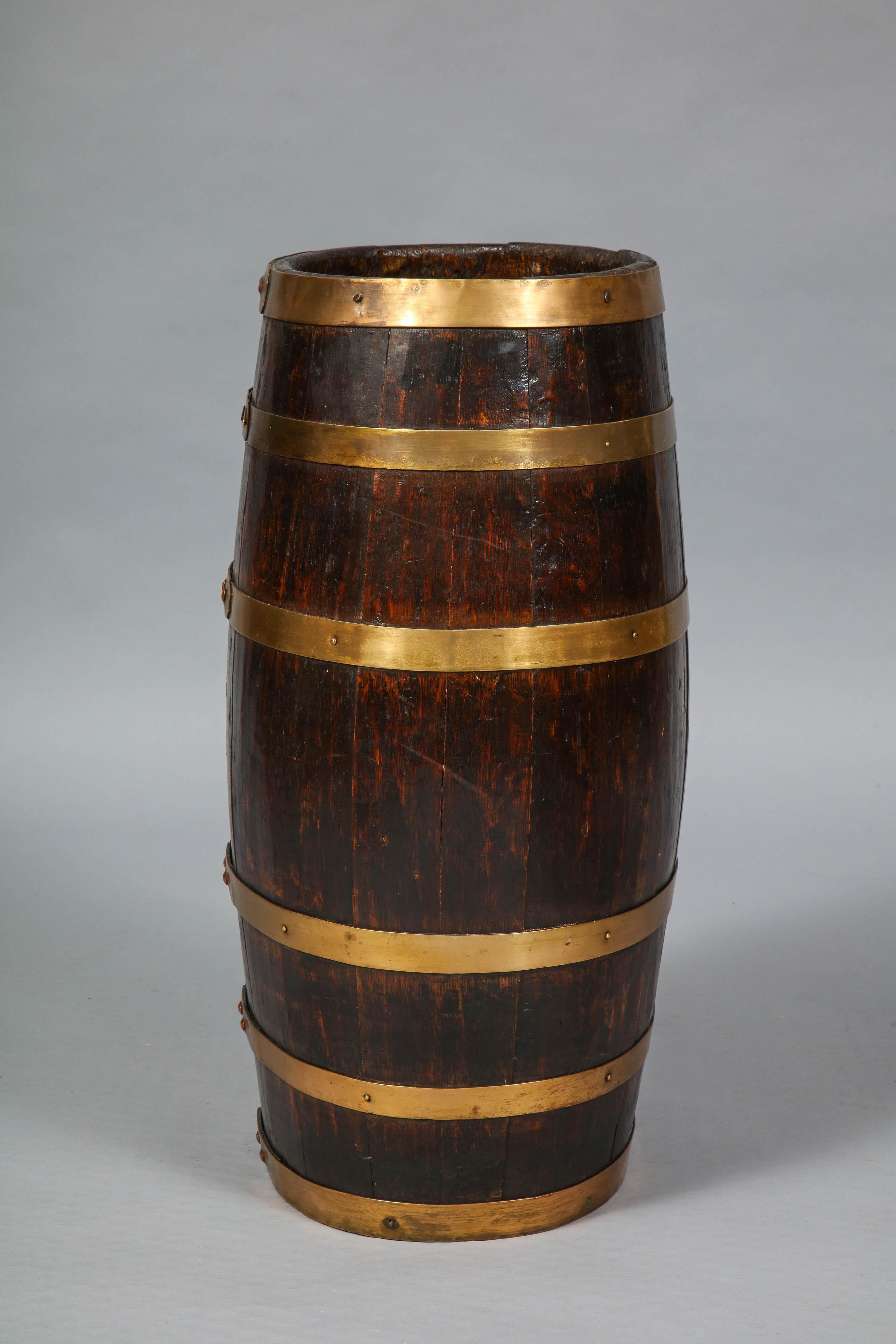 English Brass Banded Oak Barrel