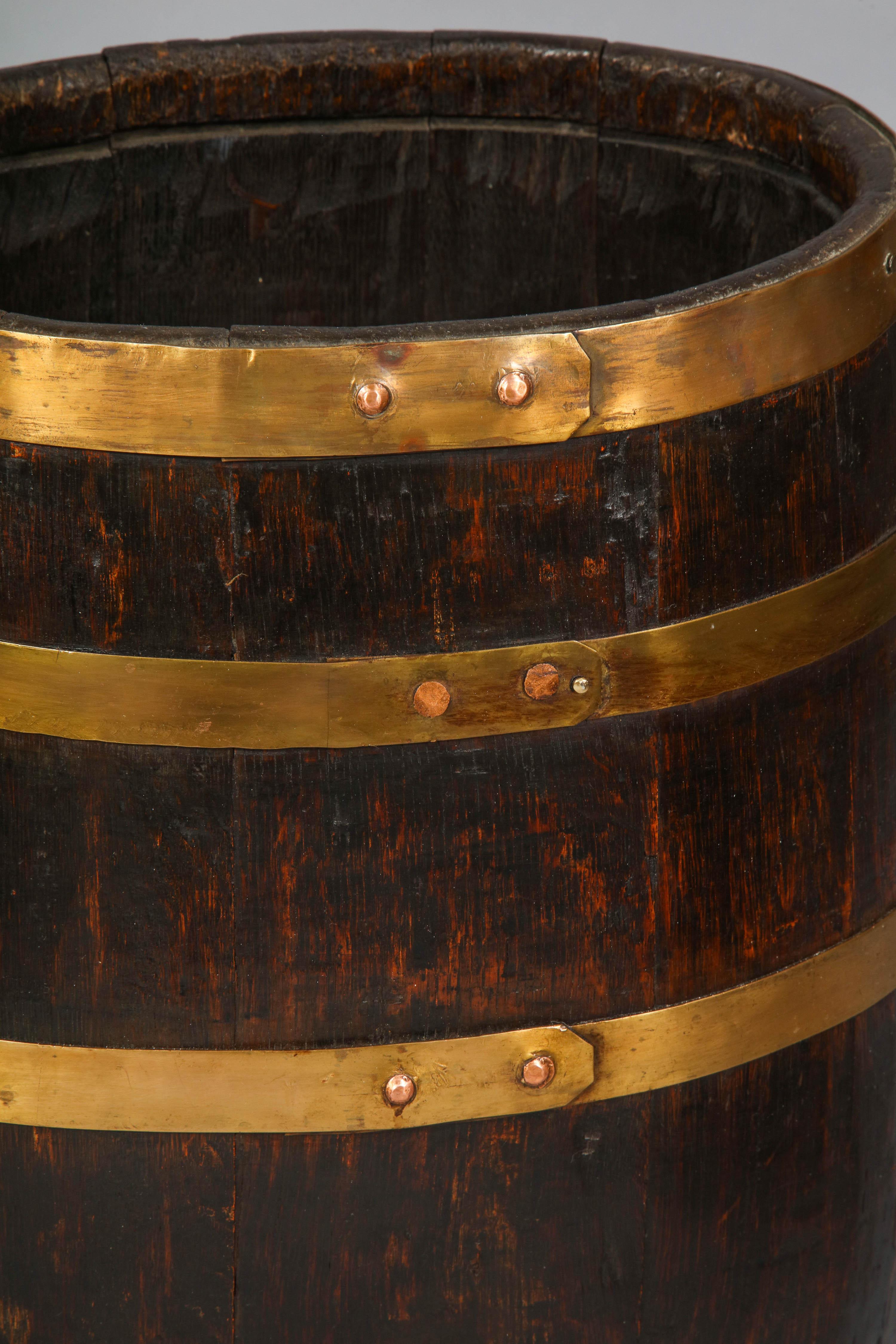 19th Century Brass Banded Oak Barrel