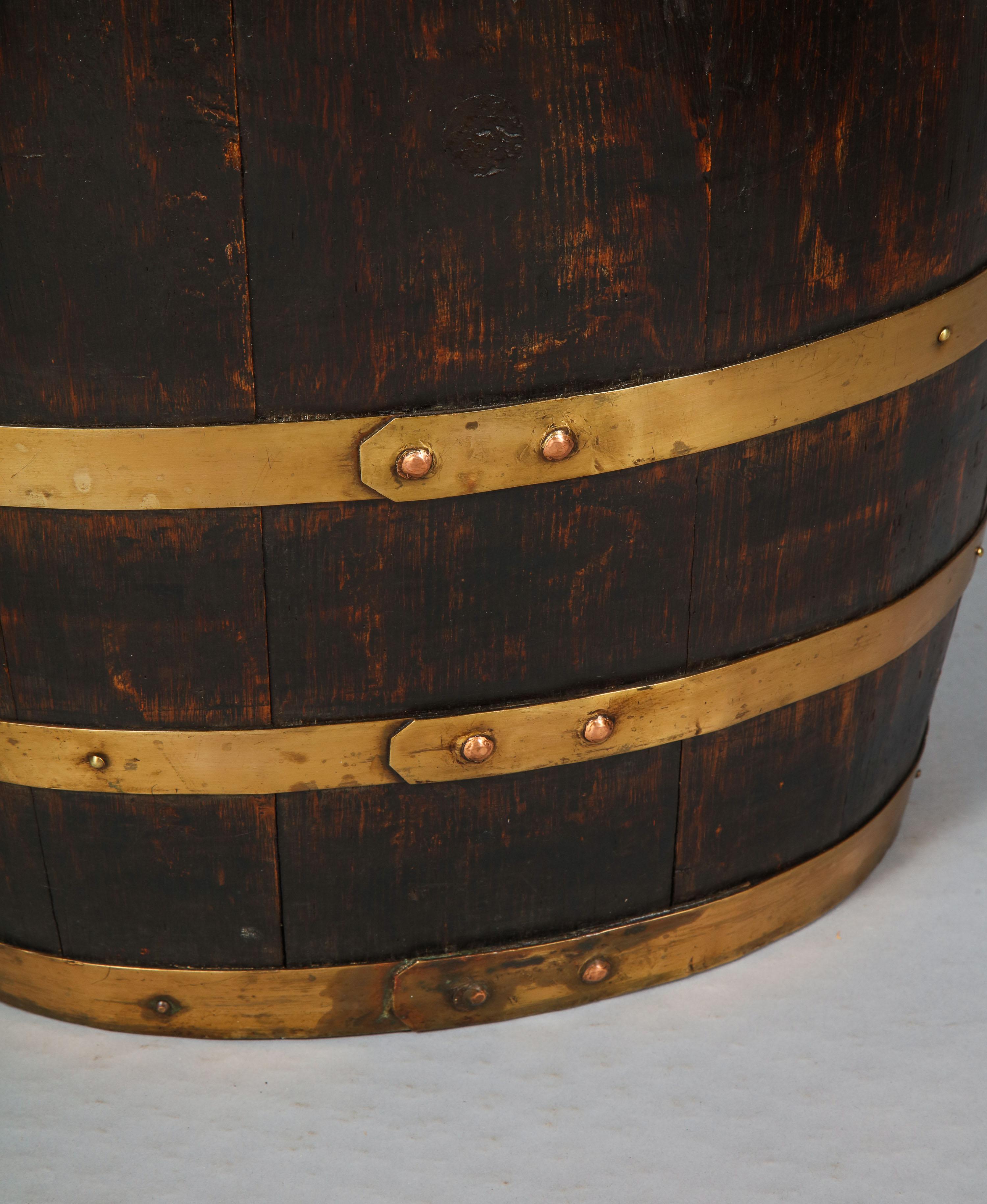 Brass Banded Oak Barrel 1