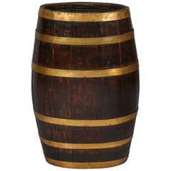 Antique Brass Banded Oak Barrel