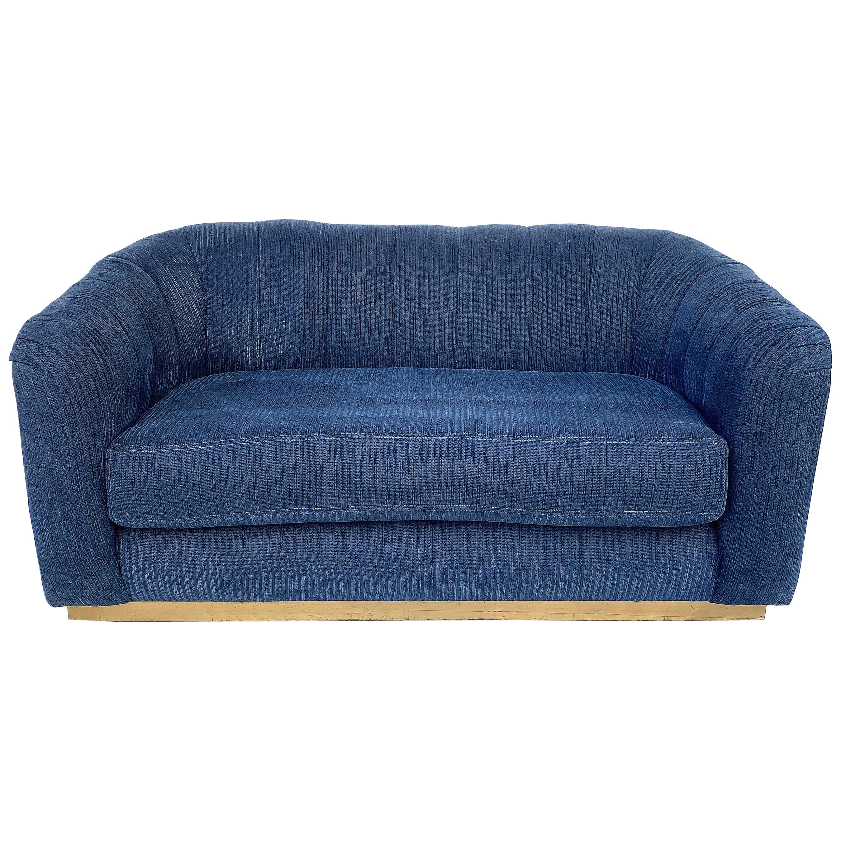 Brass Banded Loveseat Newly Upholstered with Rubelli Olimpia Tortora Fabric