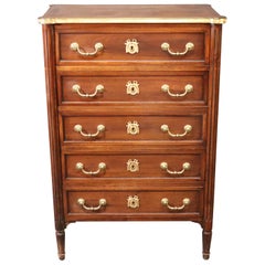 Brass Banded Solid Mahogany French Louis XVI Directoire Style Dresser circa 1940