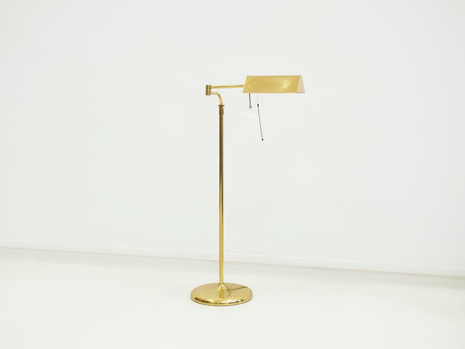 20th Century Brass 'Banker' Floor Lamp with Adjustable Light Point