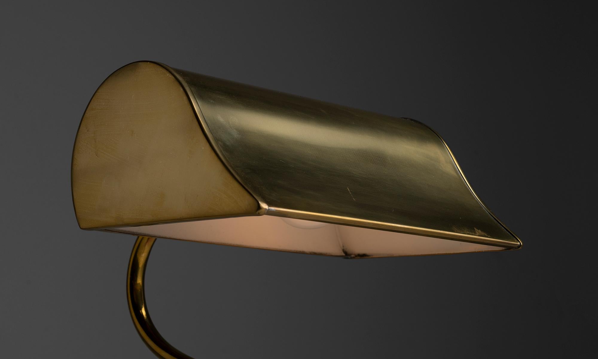 English Brass Bankers Lamp, England circa 1910 For Sale
