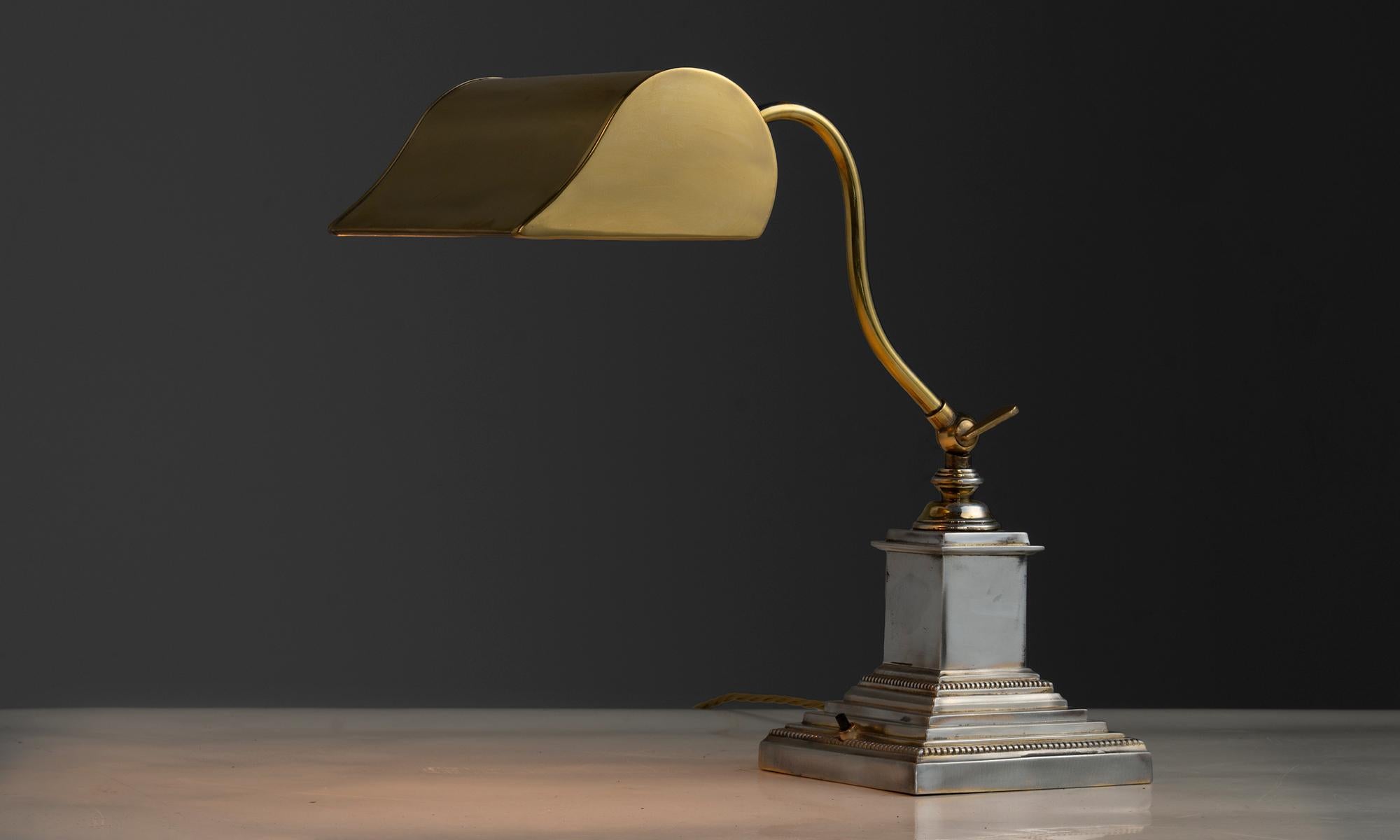 Brass Bankers Lamp, England circa 1910 For Sale 2
