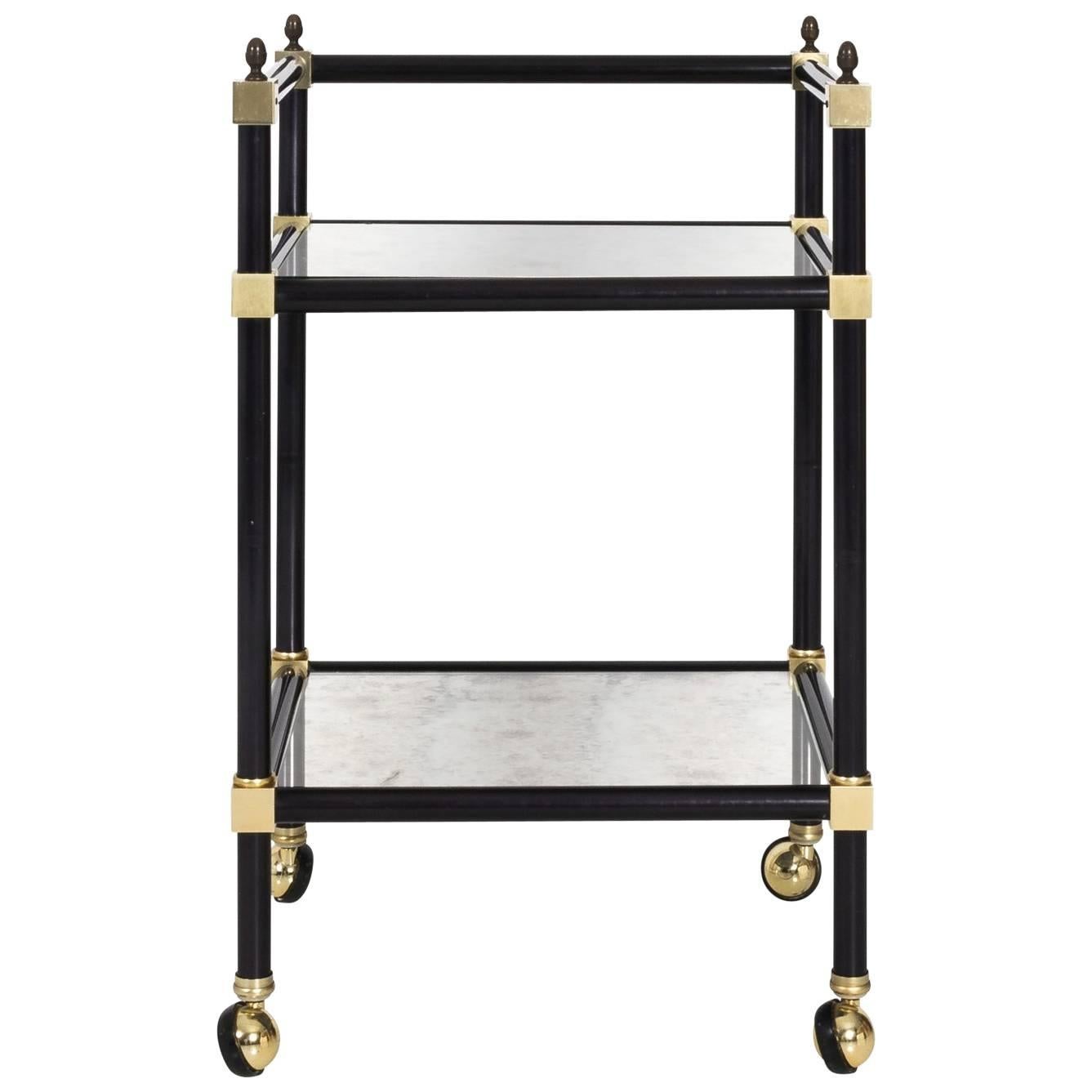 Brass Bar Cart with Mirrored Shelves
