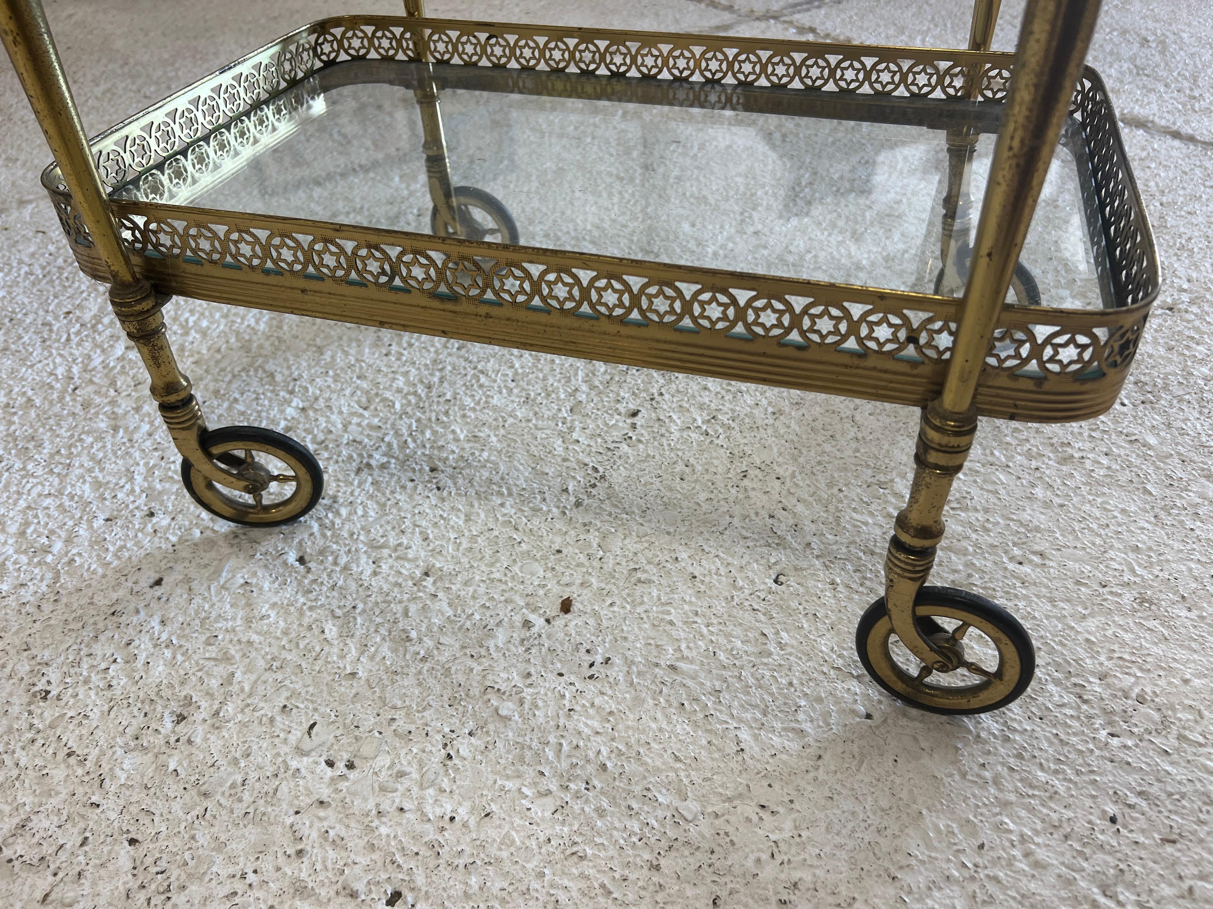 Brass Bar Carts , 1950 France In Good Condition For Sale In PÉZENAS, FR