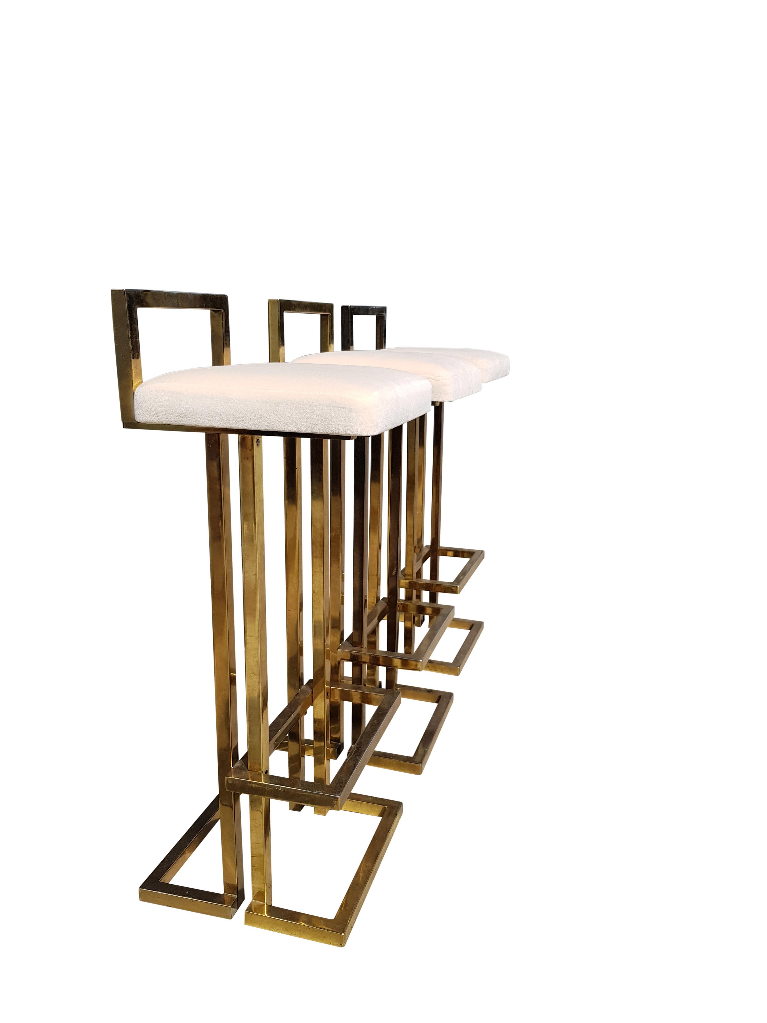 Brass Bar Stools, Maison Jansen For Sale 4