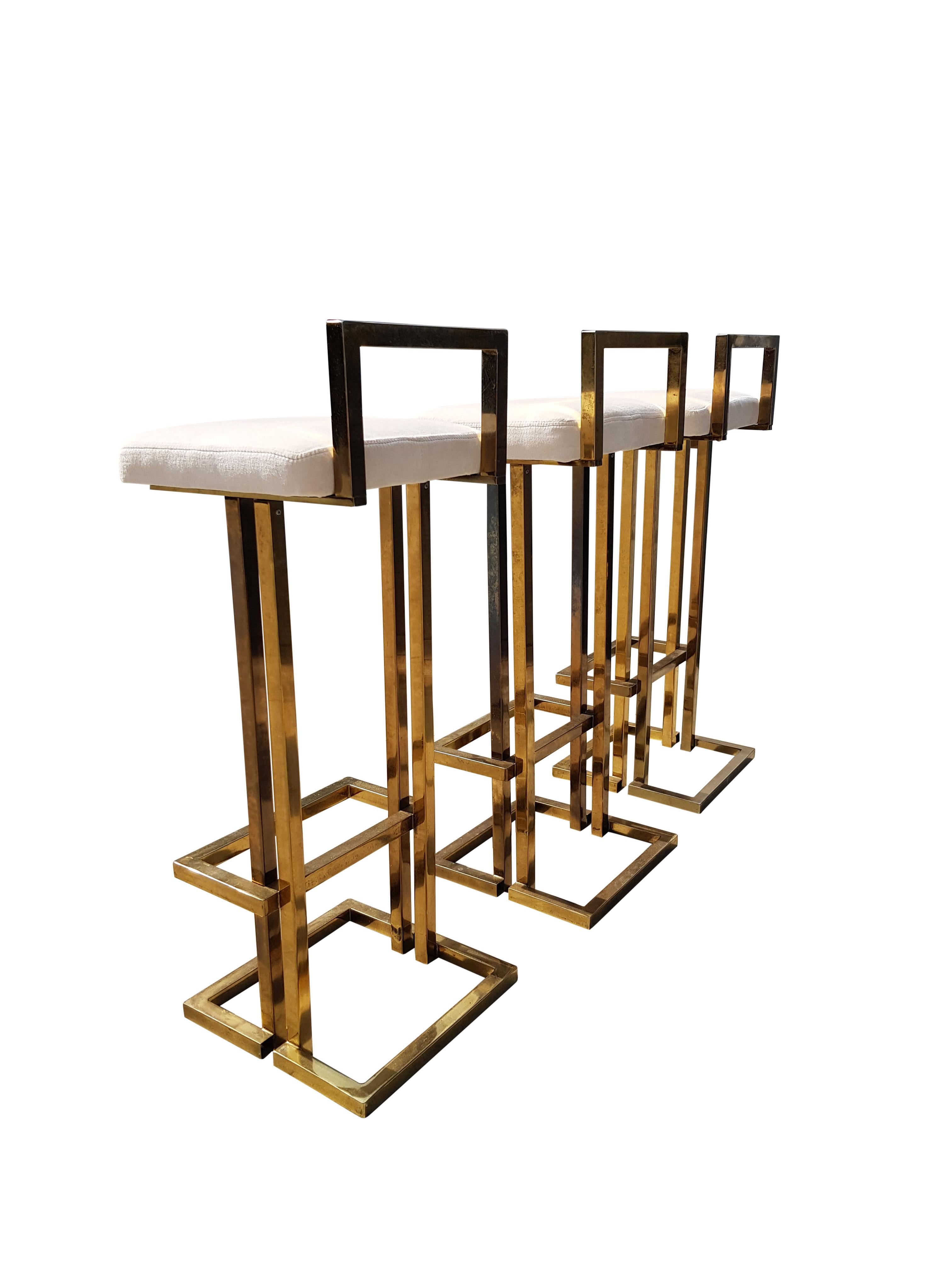 Brass Bar Stools, Maison Jansen For Sale 3