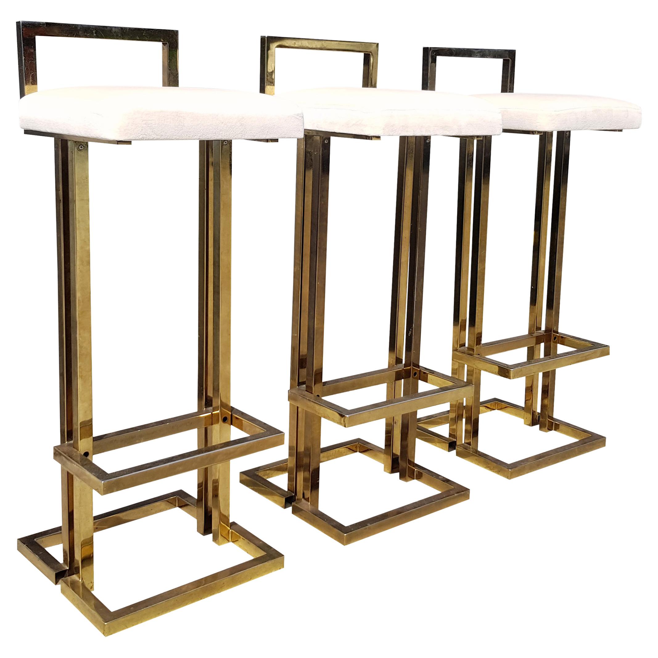 Brass Bar Stools, Maison Jansen For Sale